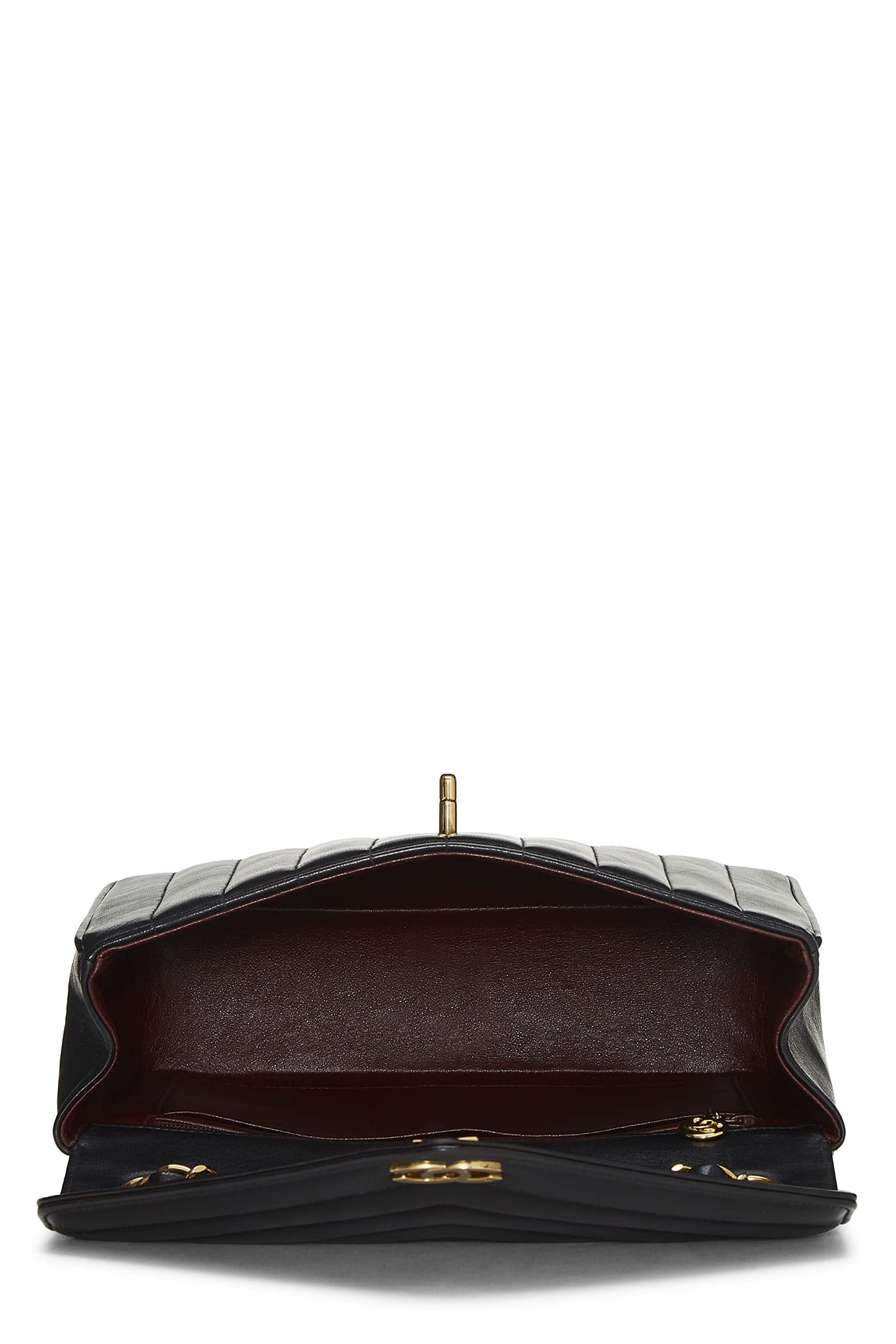 Chanel,  Black Lambskin Chevron Envelope Flap Small, Black