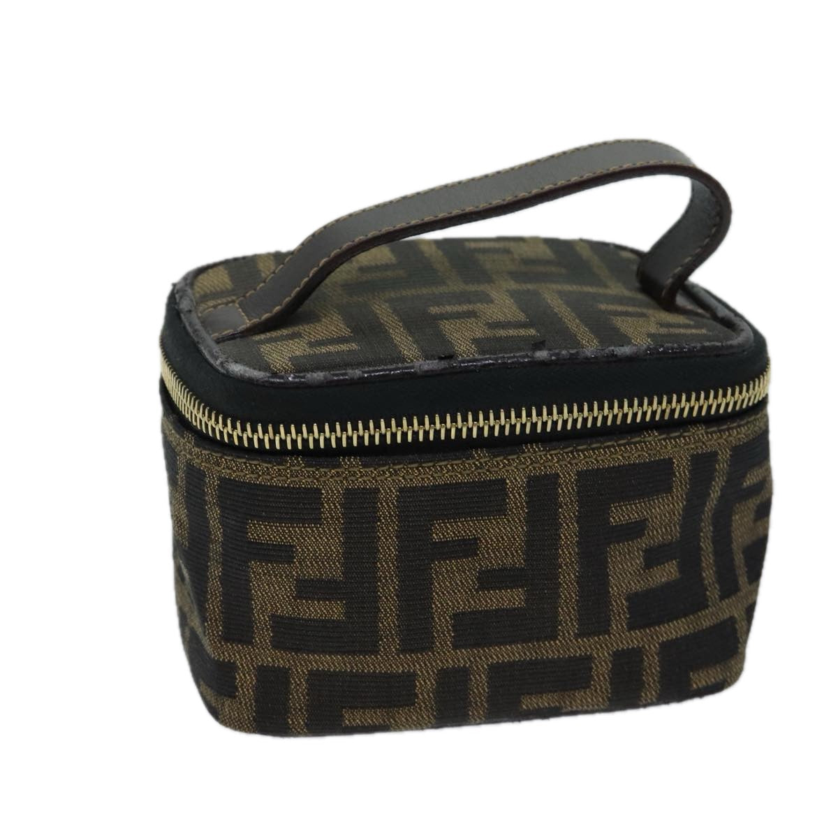 Luxury Fendi Zucca Canvas Vanity Cosmetic Pouch Brown Black71829