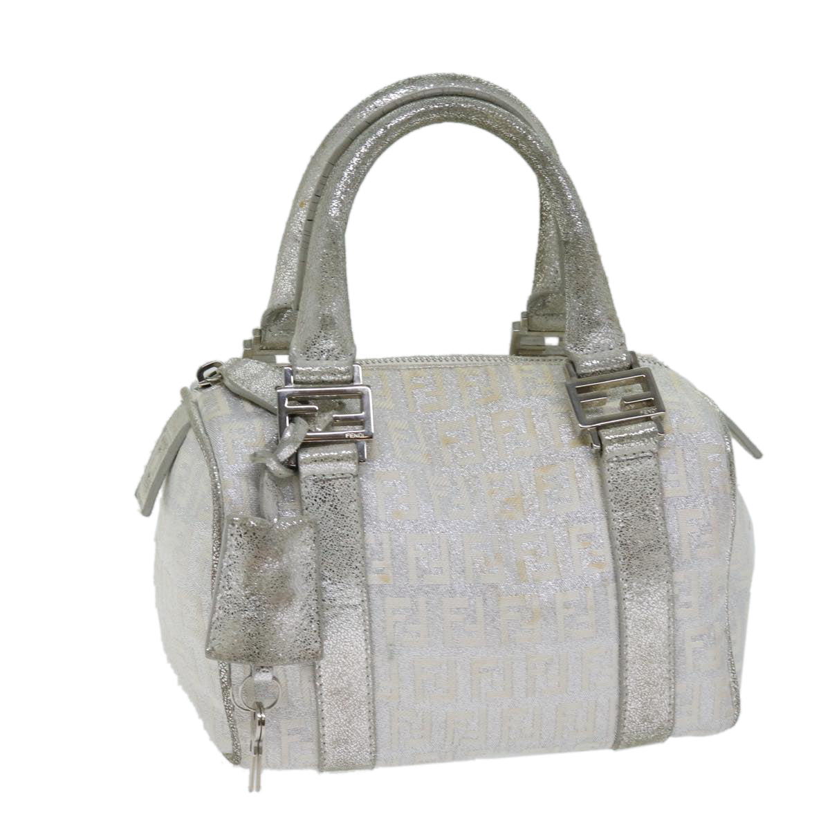 Luxury Fendi Zucchino Canvas Hand Bag Silver71836