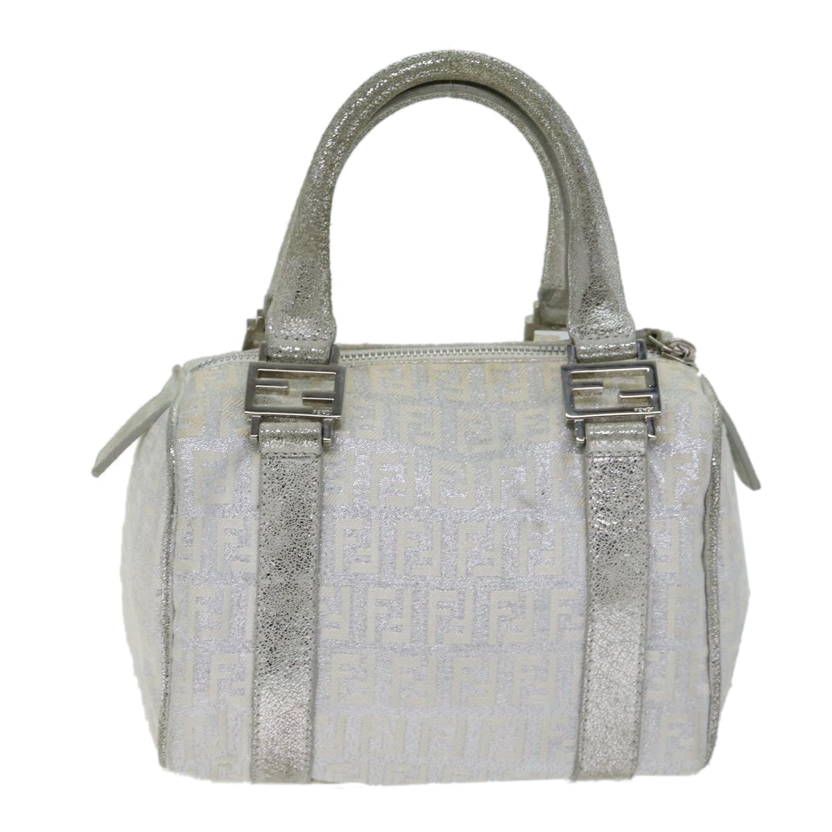 Luxury Fendi Zucchino Canvas Hand Bag Silver71836