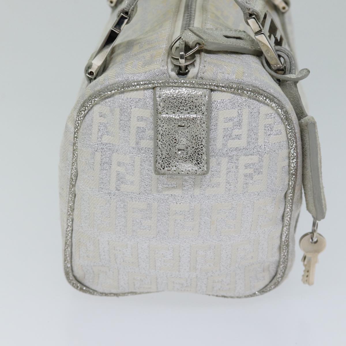 Luxury Fendi Zucchino Canvas Hand Bag Silver71836