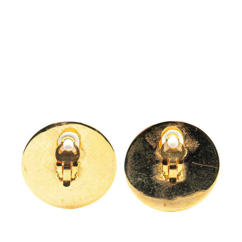Chanel Coco Mark Earrings Gold White Black