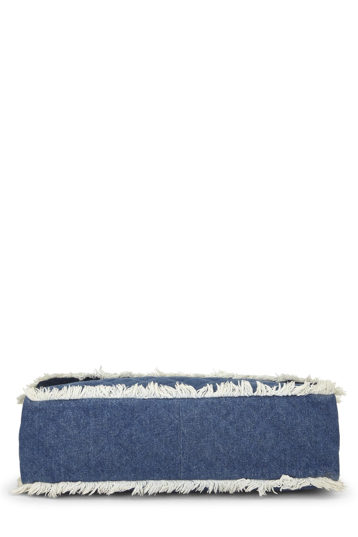 Chanel,  Blue Quilted Denim Half Flap Maxi, Blue
