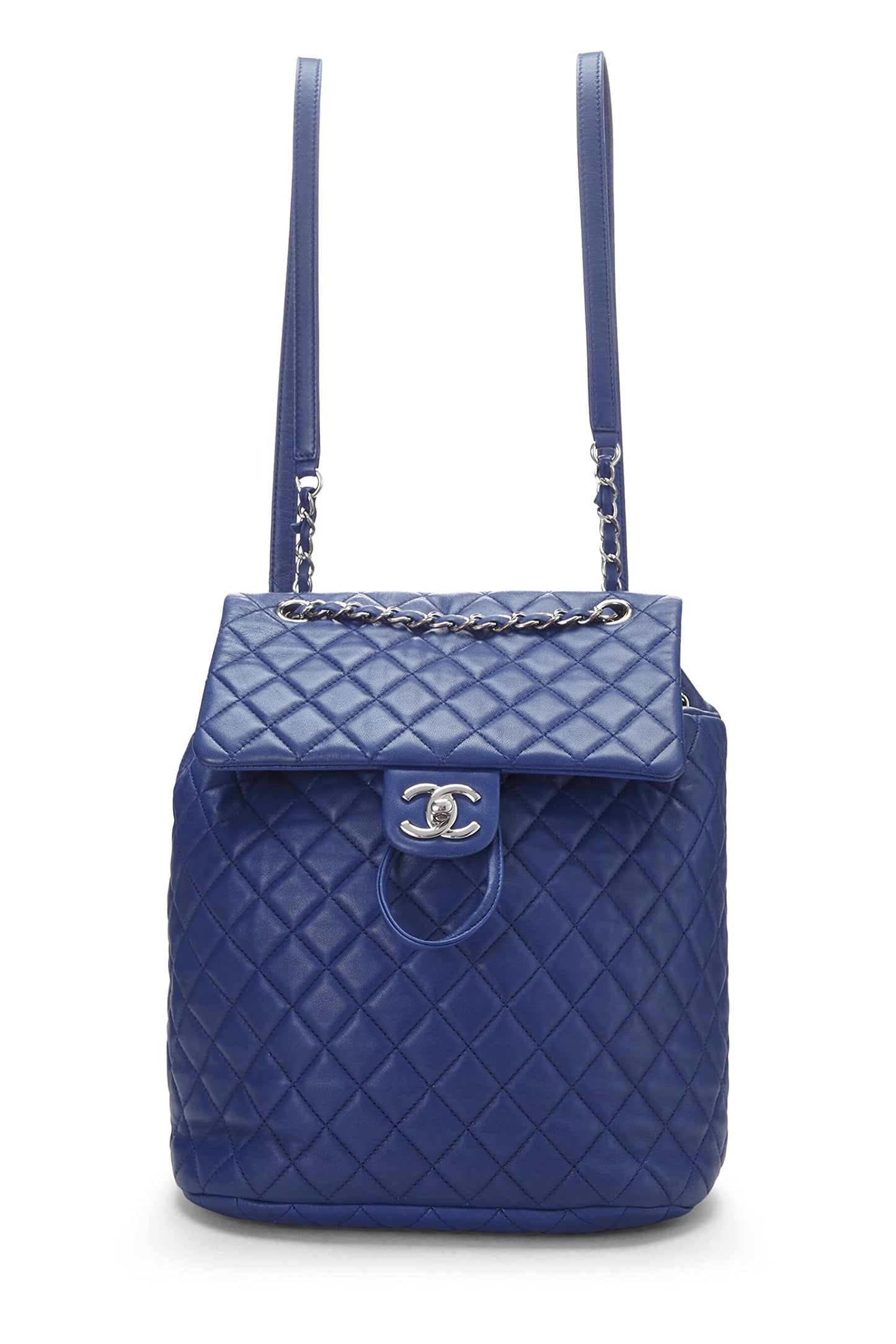 Chanel,  Blue Quilted Lambskin Urban Spirit Backpack Large, Blue