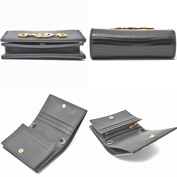 Luxury Gucci Trending 2025 Zumi Leather Chain Wallet Black