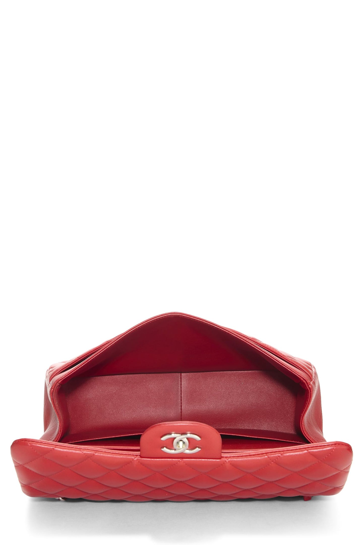 Chanel,  Red Quilted Lambskin New Classic Double Flap Jumbo, Red