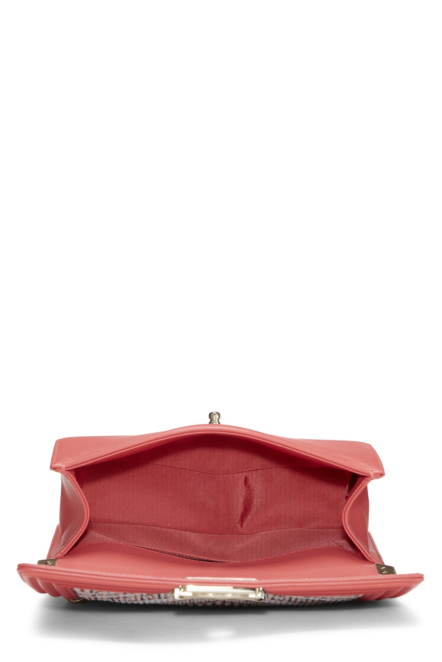 Chanel,  Pink & Multicolor Tweed Chevron Pearl Boy Bag Medium, Pink