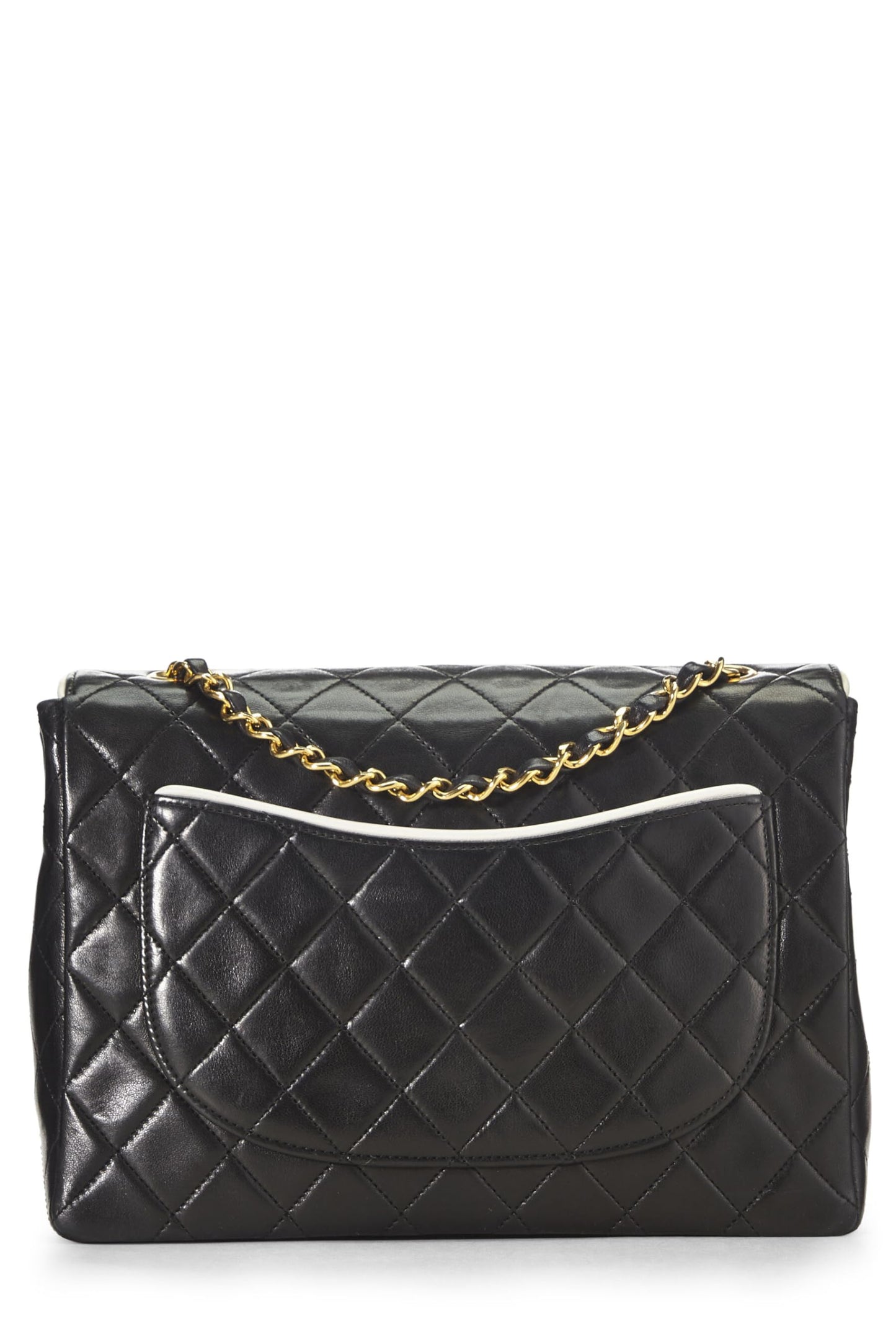 Chanel,  Black Quilted Lambskin Half Flap Small, Black