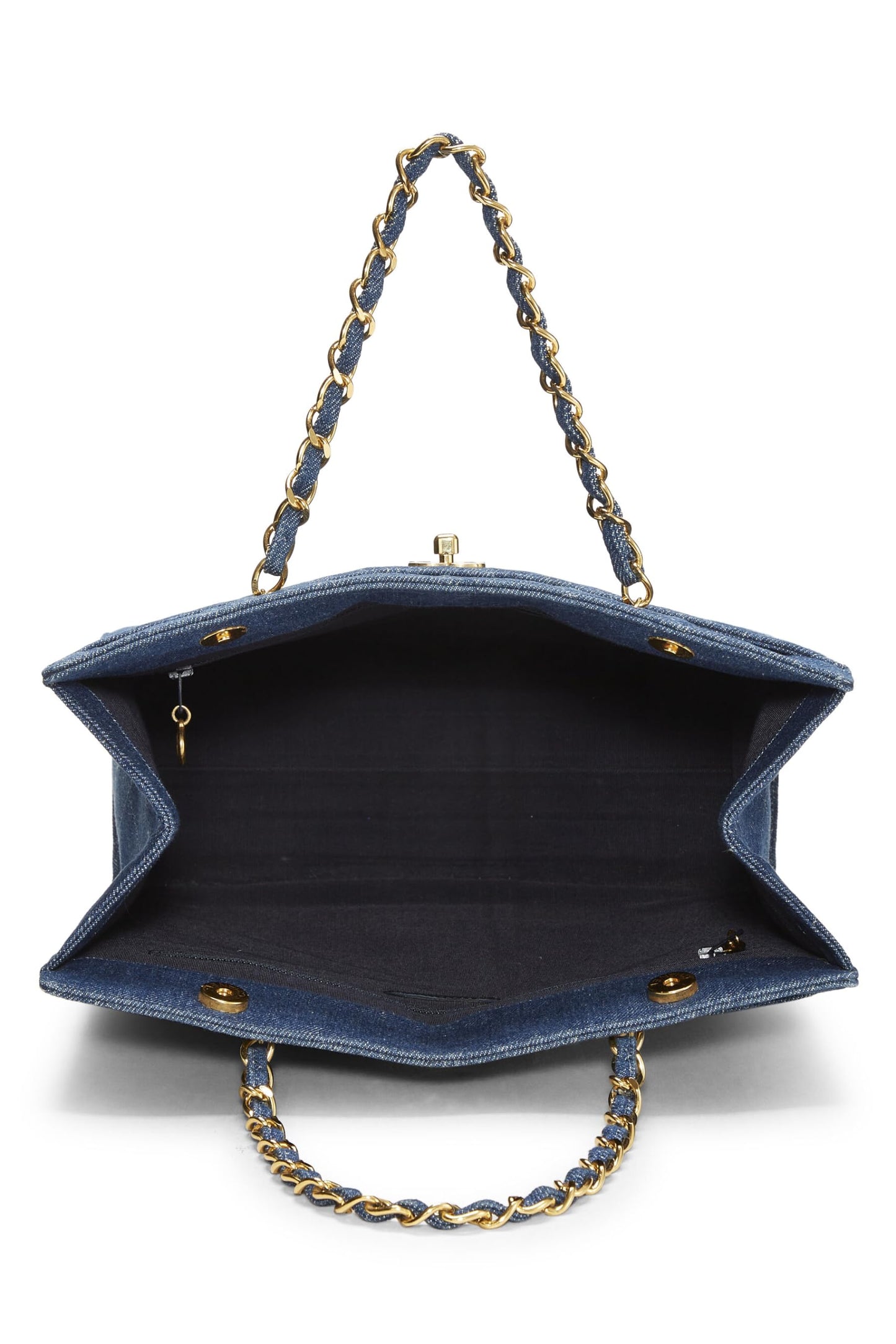 Chanel,  Blue Quilted Denim Tote Medium, Blue
