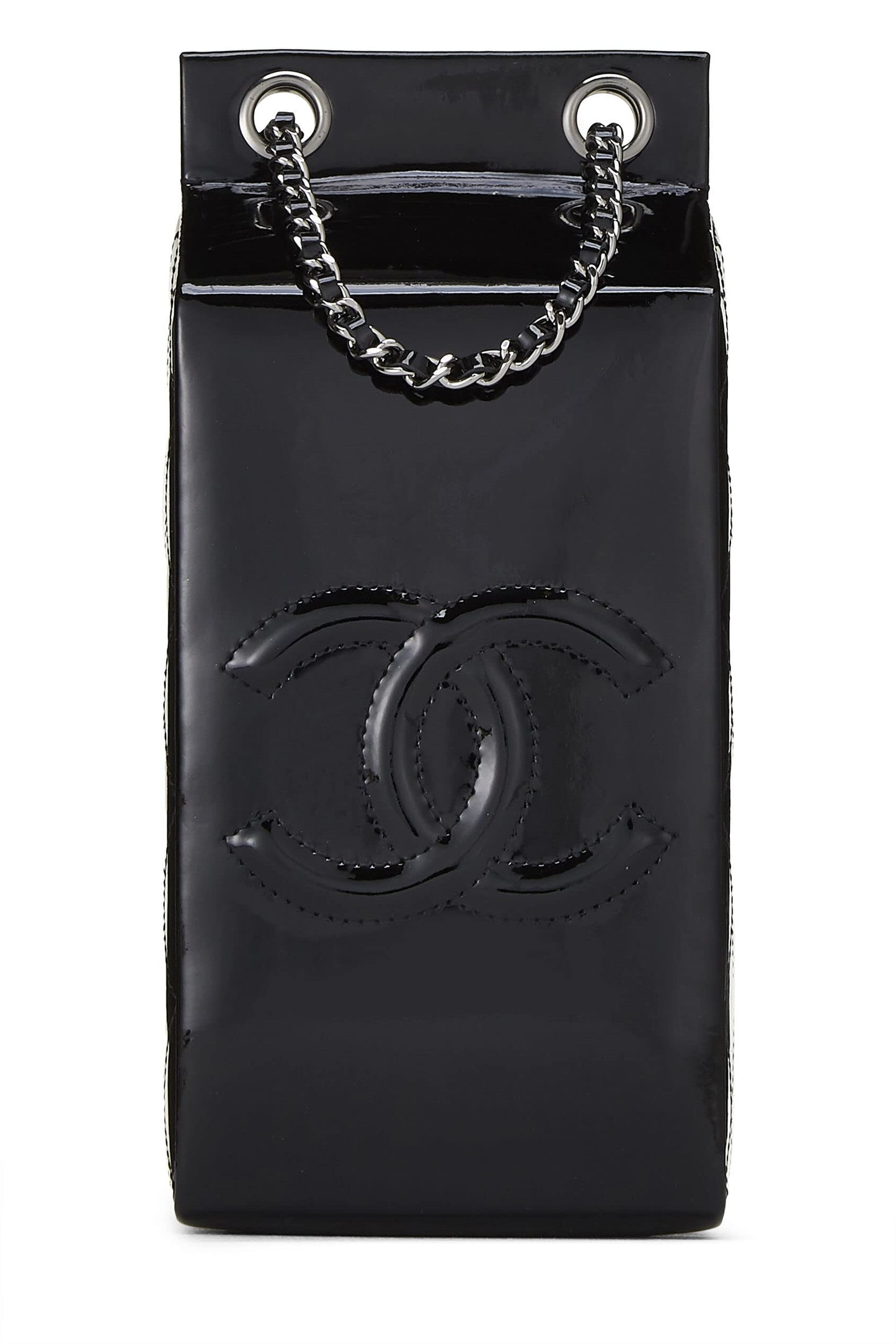 Chanel,  Black Patent Leather Milk Carton Bag, Black