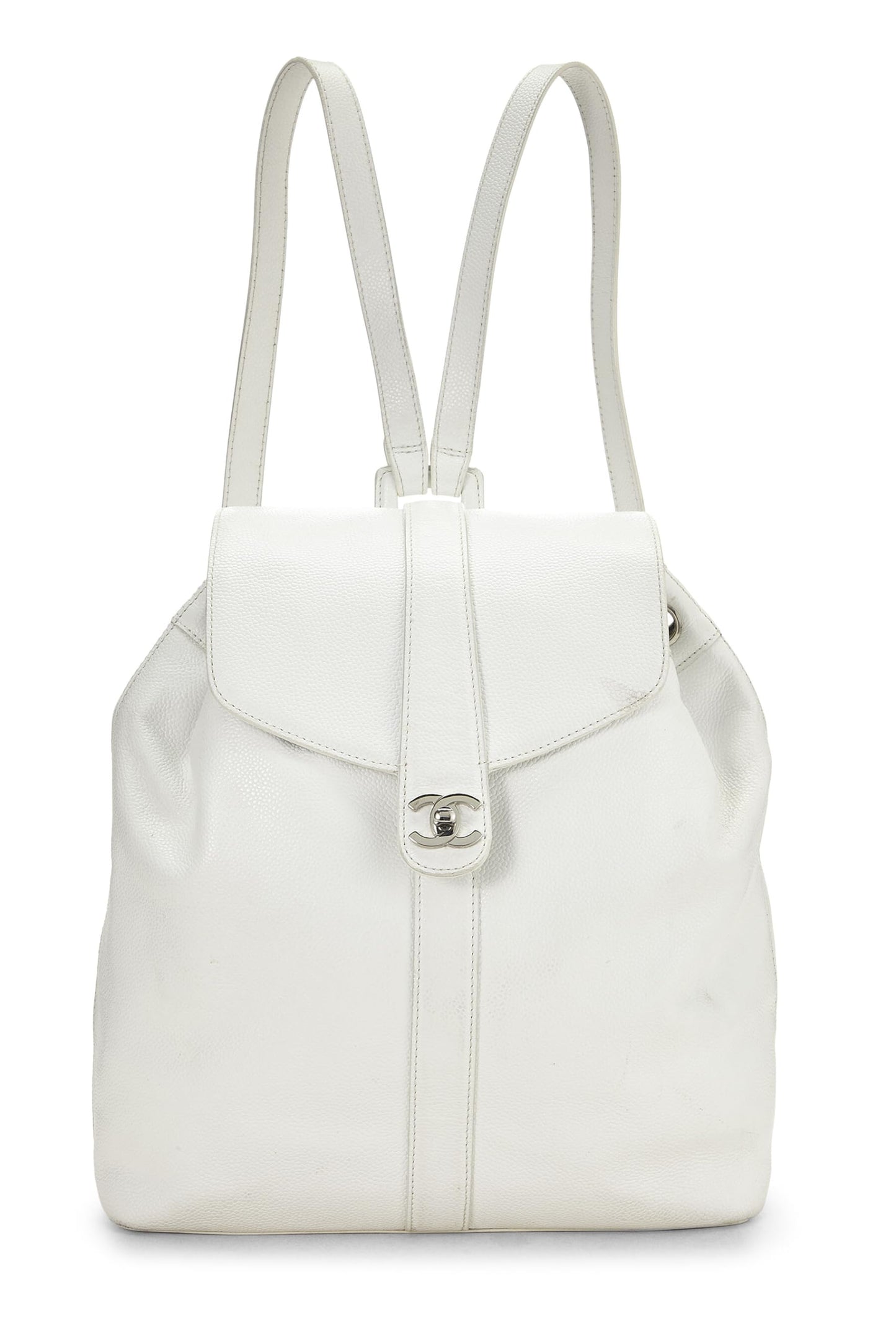 Chanel,  White Caviar Backpack Large, White