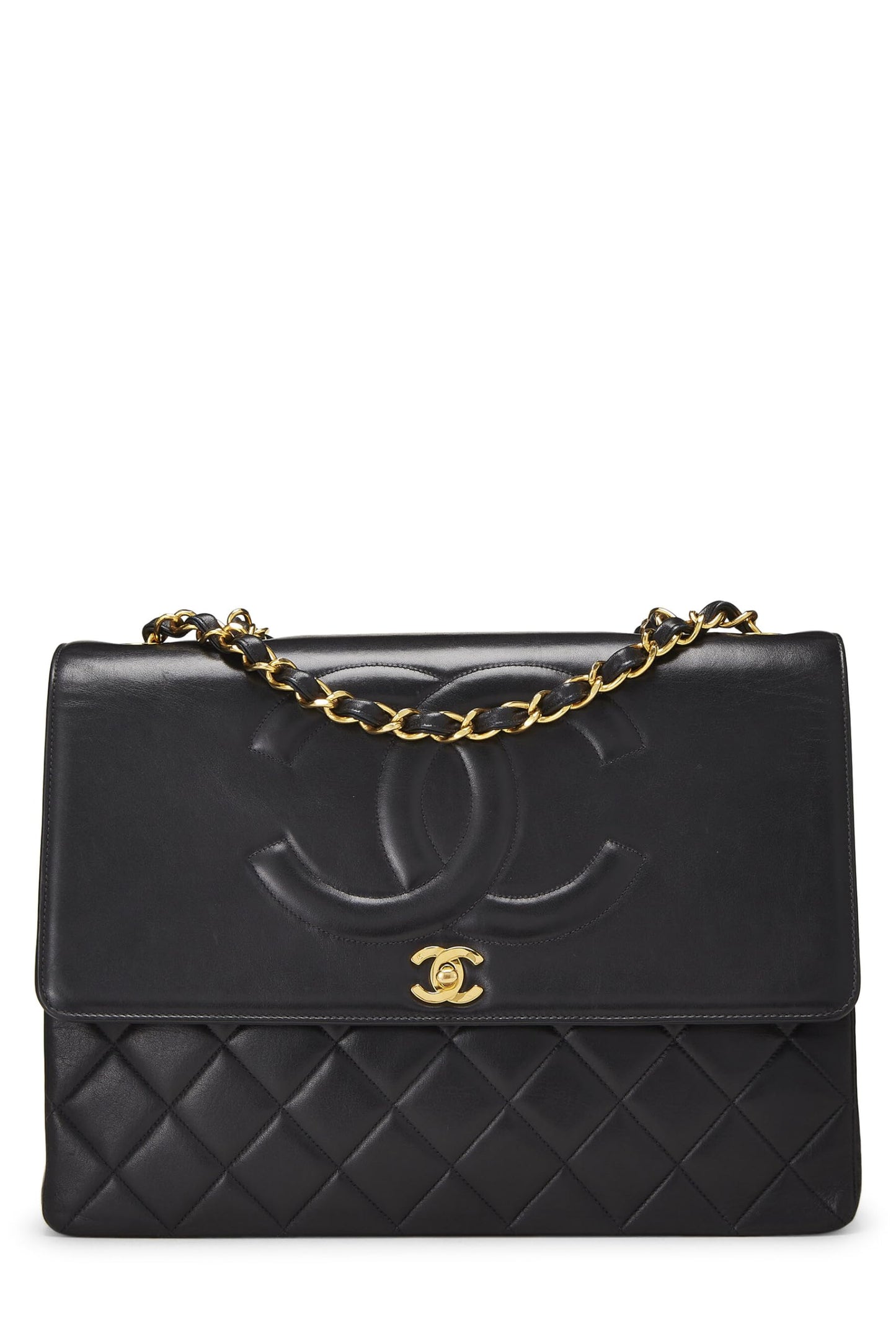 Chanel,  Black Lambskin 'CC' Flap Maxi, Black