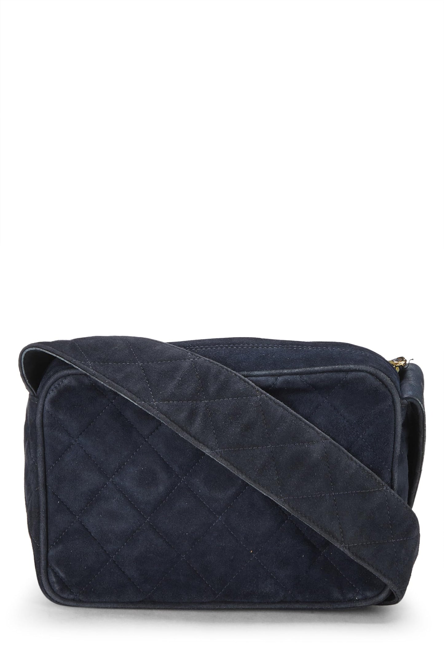 Chanel,  Navy Suede Diamond 'CC' Camera Bag Mini, Navy