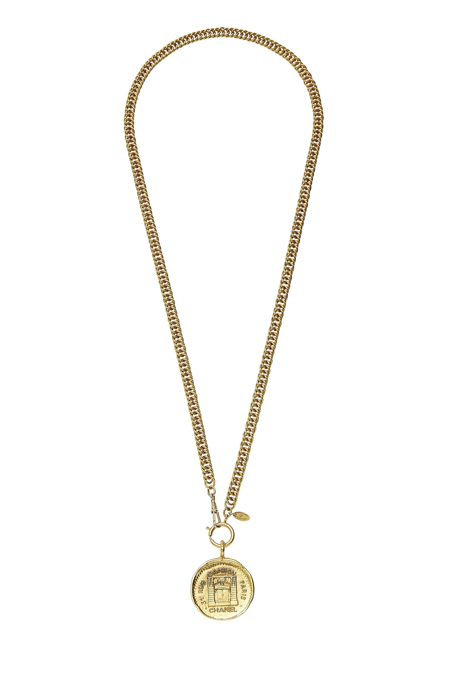 Chanel,  Gold Medallion Long Necklace, Gold