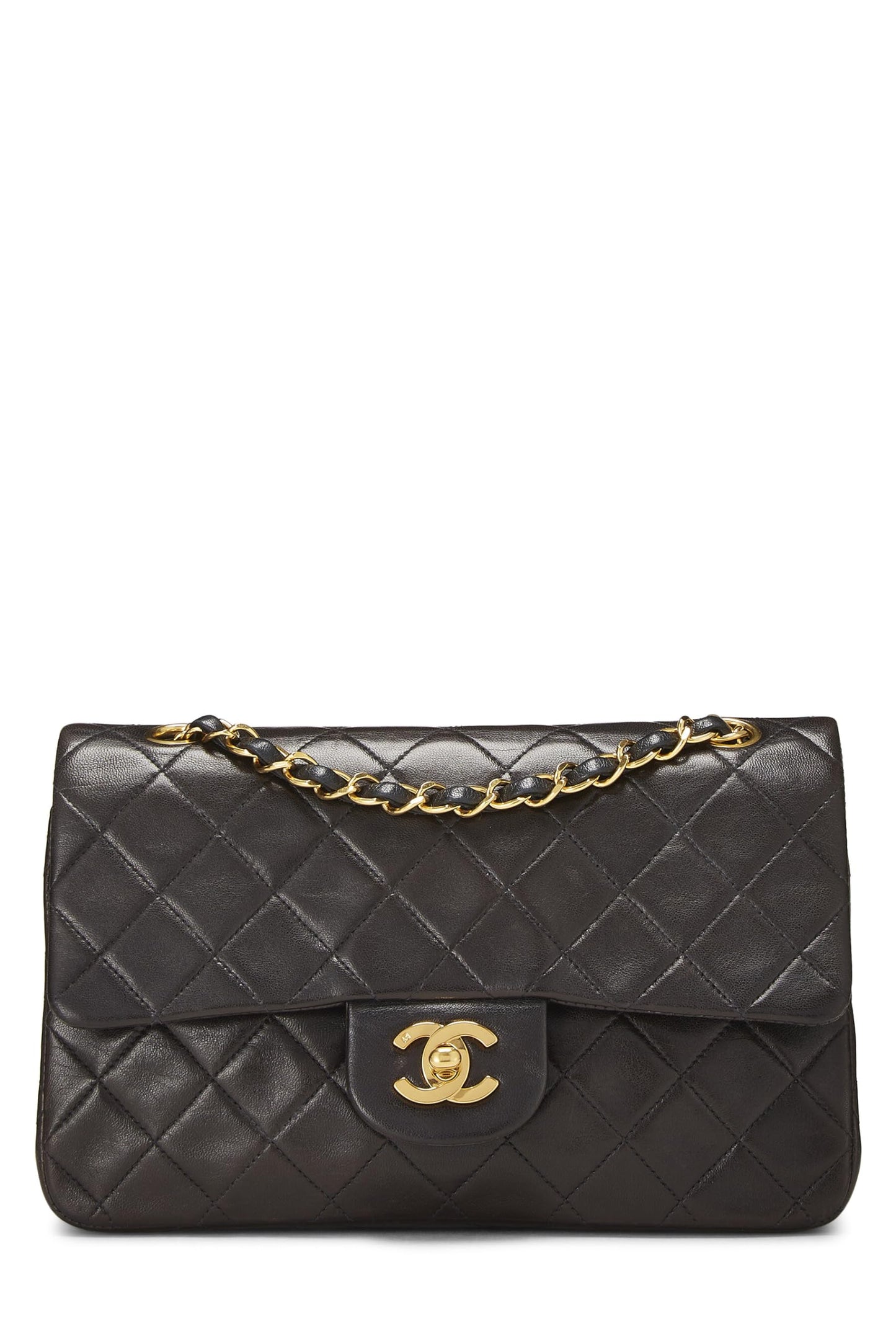 Chanel,  Black Quilted Lambskin Classic Double Flap Small, Black