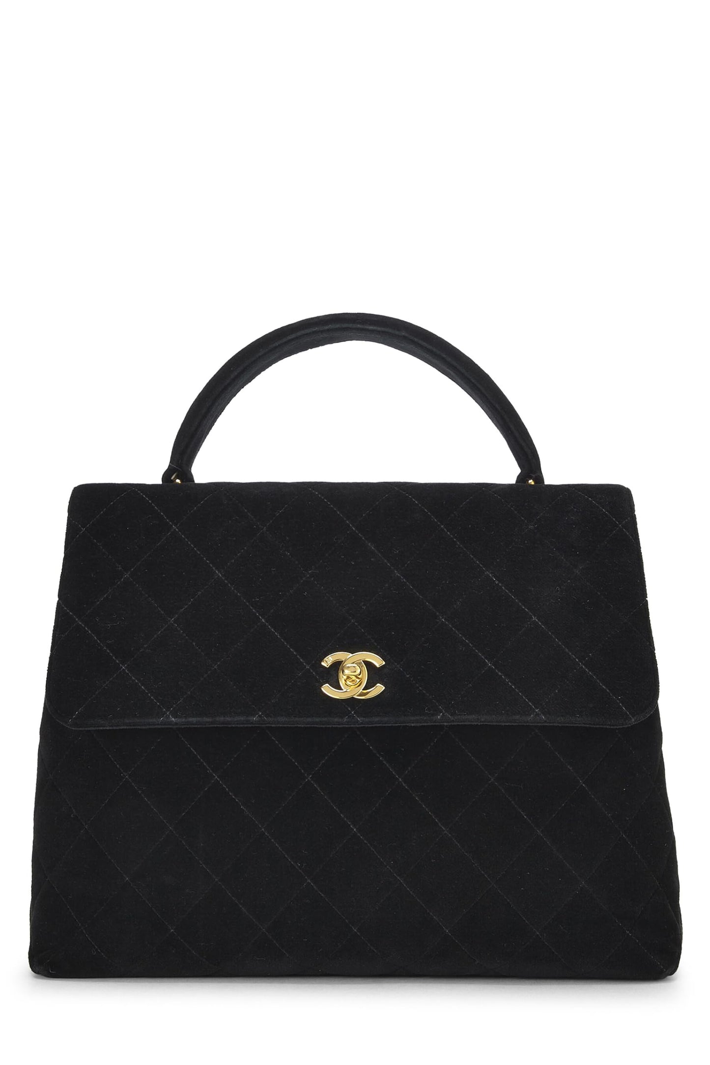 Chanel,  Black Quilted Velvet Kelly, Black