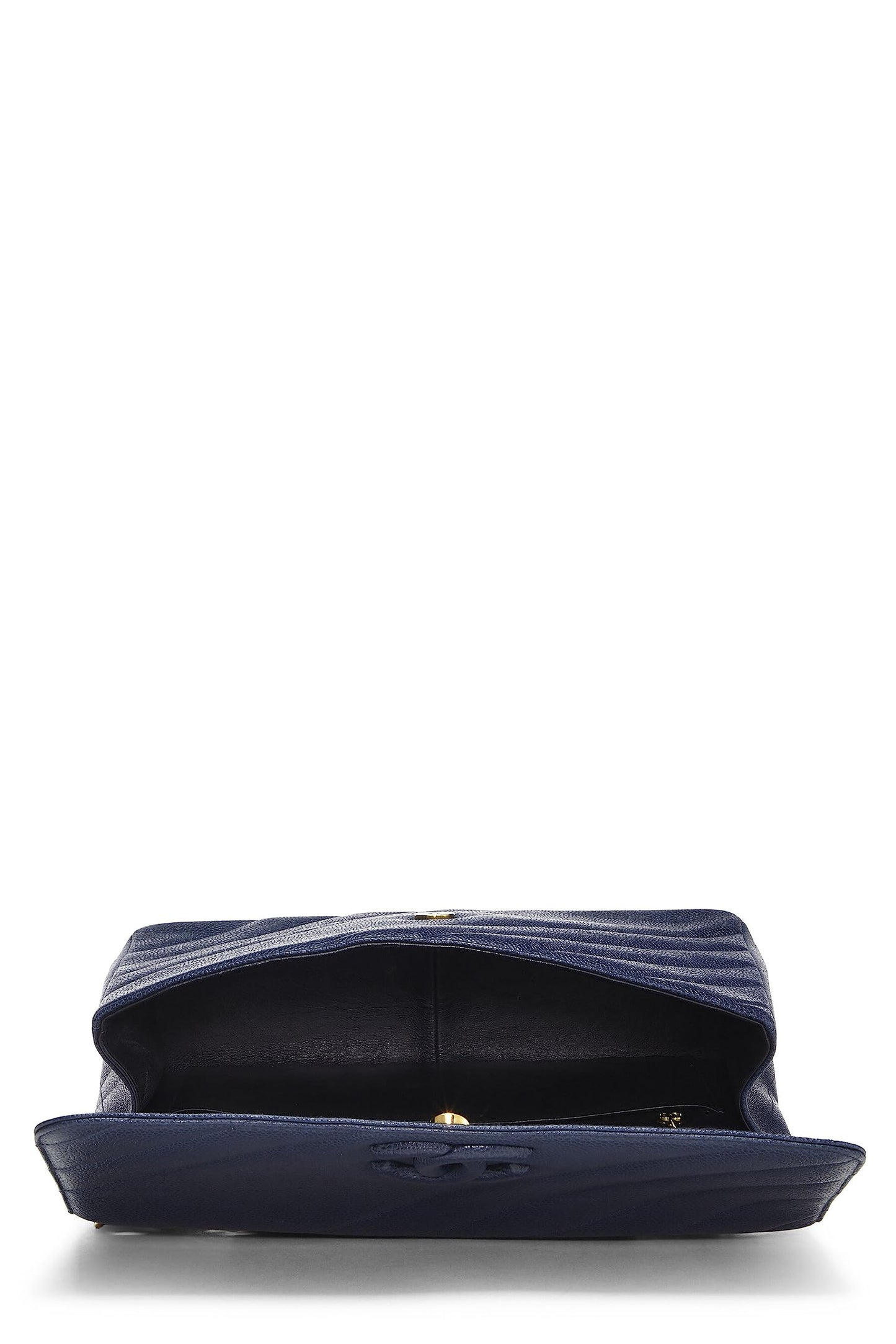Chanel,  Navy Caviar Diagonal Jumbo Flap, Blue
