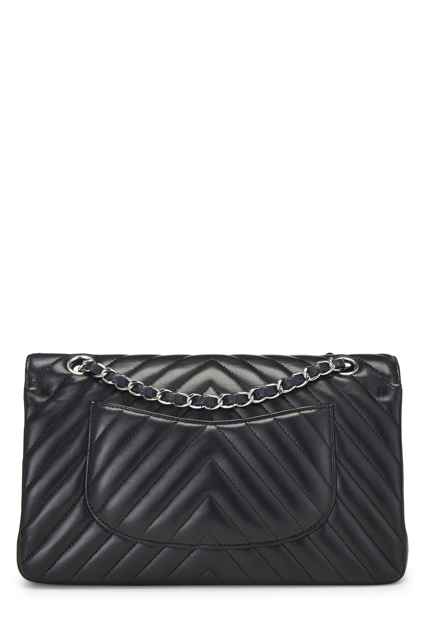 Chanel,  Black Chevron Lambskin Classic Double Flap Medium, Black