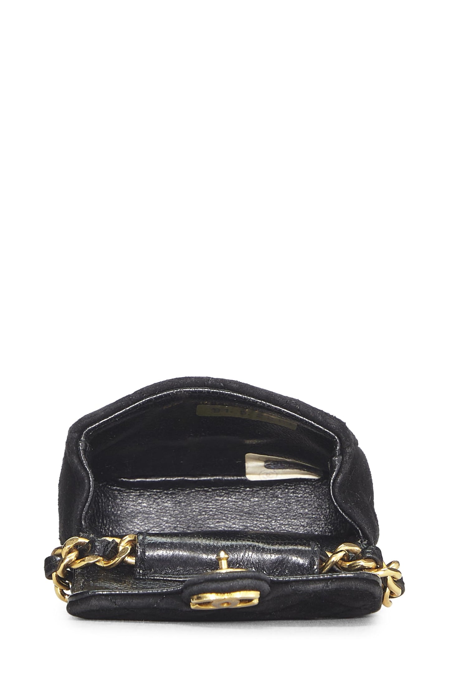 Chanel,  Black Quilted Suede Half Flap Micro, Black