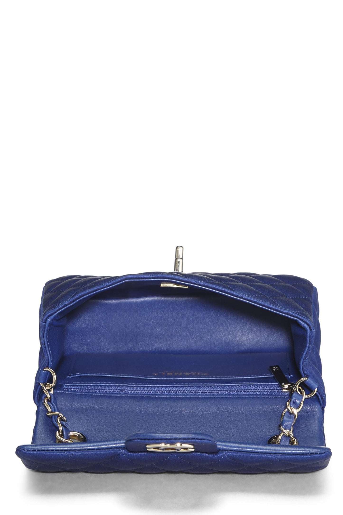 Chanel,  Navy Satin Rectangular Flap Small, Navy