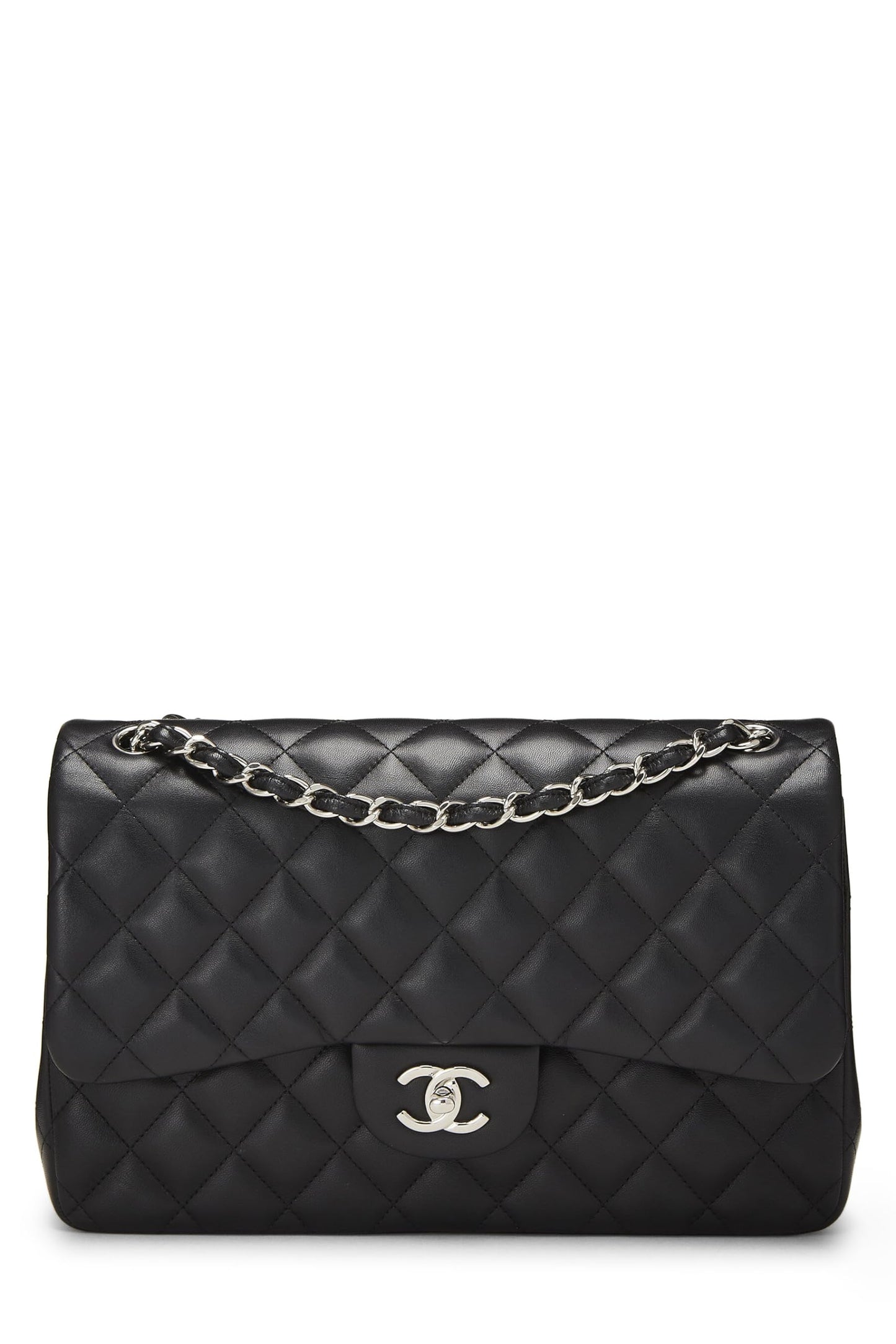 Chanel,  Black Quilted Lambskin New Classic Double Flap Jumbo, Black