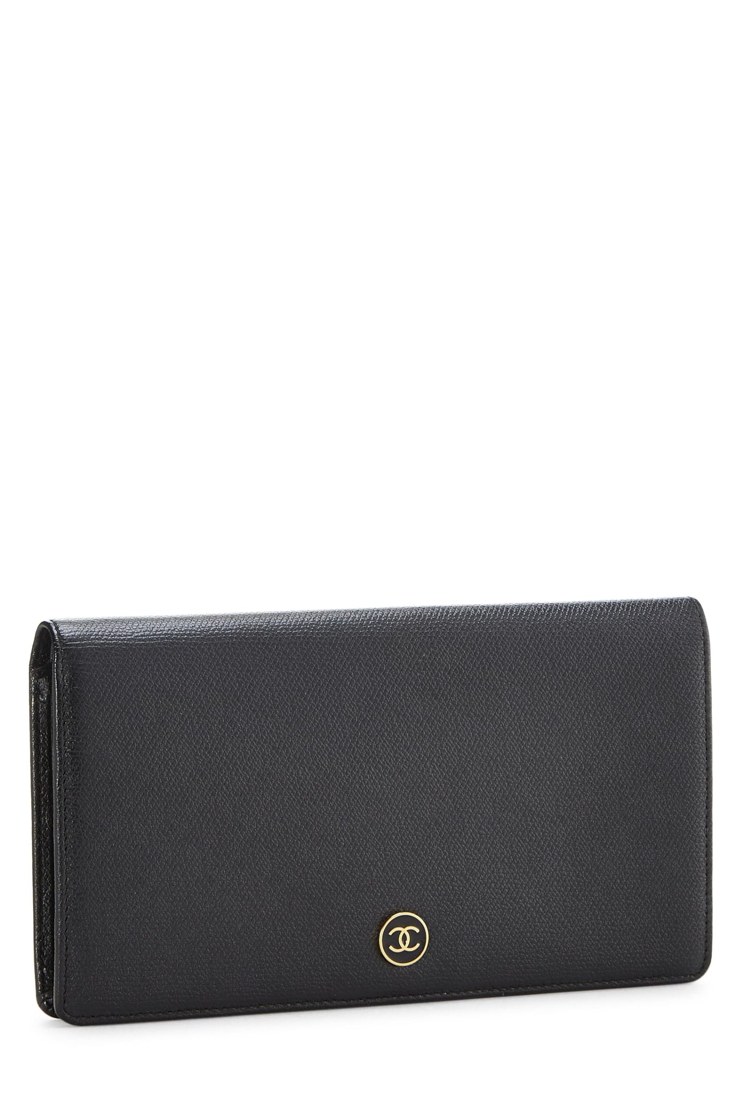 Chanel,  Black Calfskin Long Wallet, Black