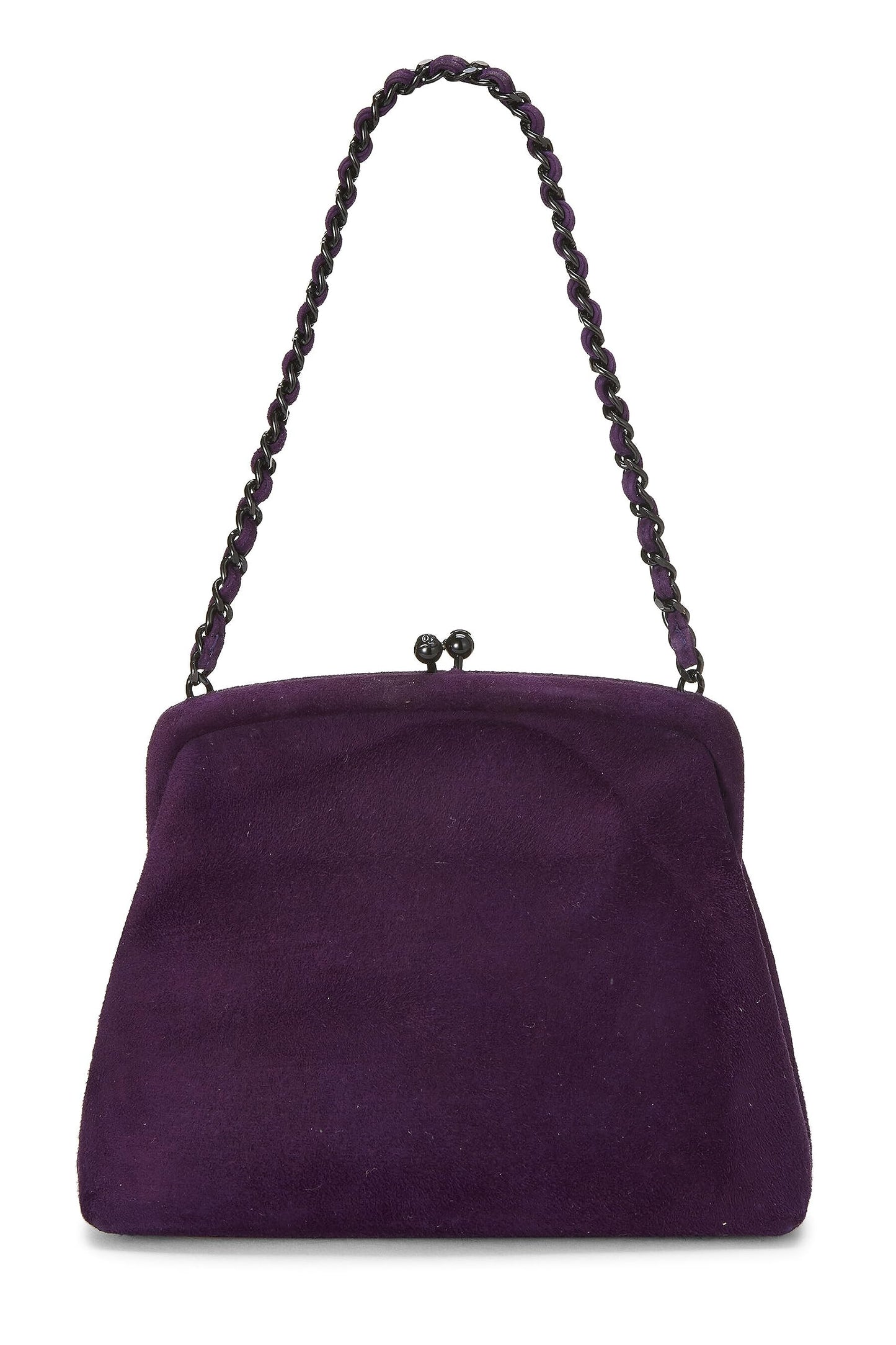 Chanel,  Purple Suede Kiss Lock Mini Bag, Purple
