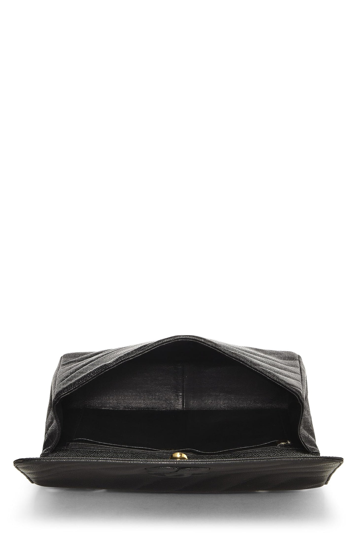 Chanel,  Black Caviar Diagonal Flap Jumbo, Black