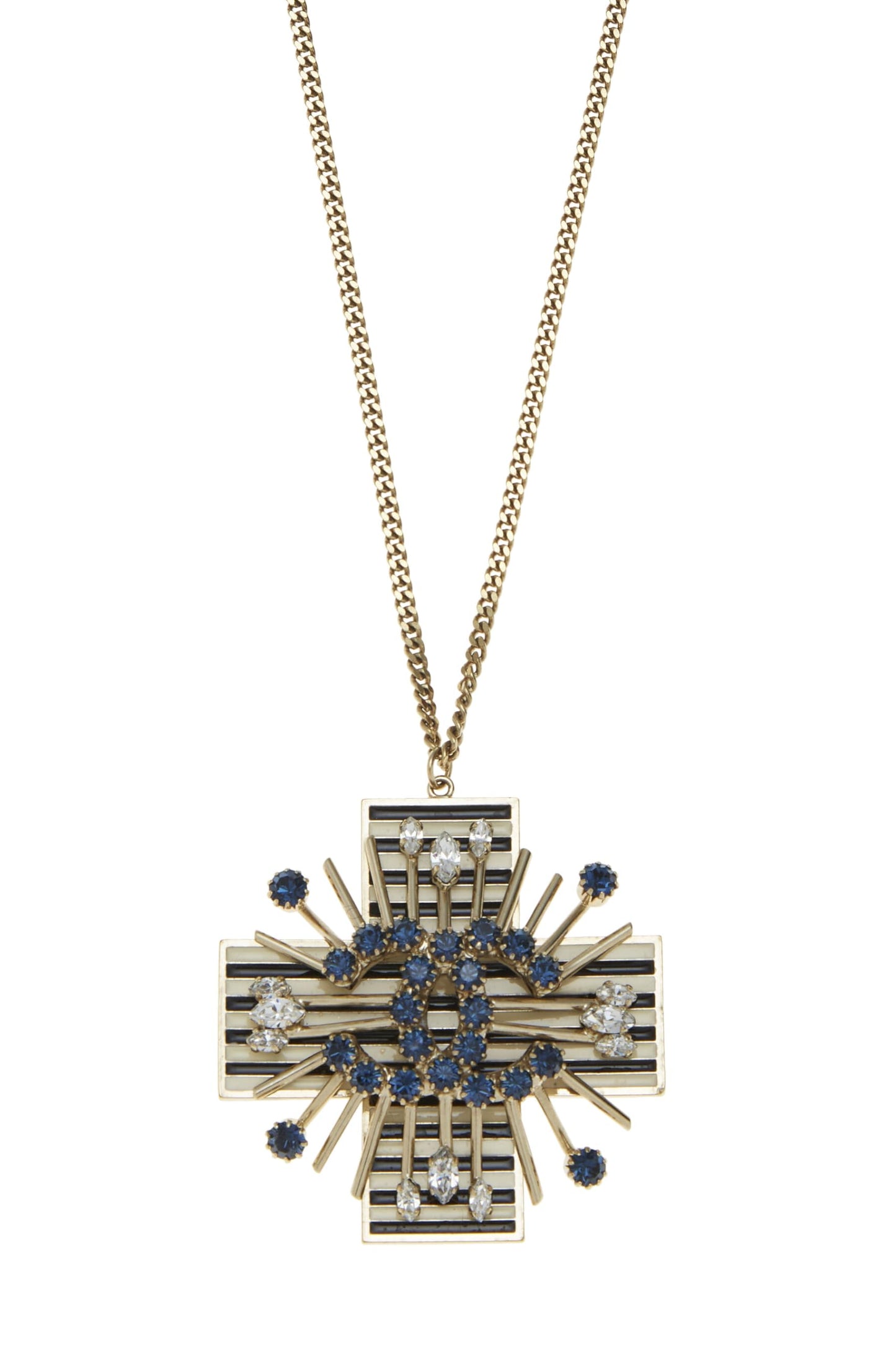 Chanel,  Gold & Crystal 'CC' Cross Necklace, Gold