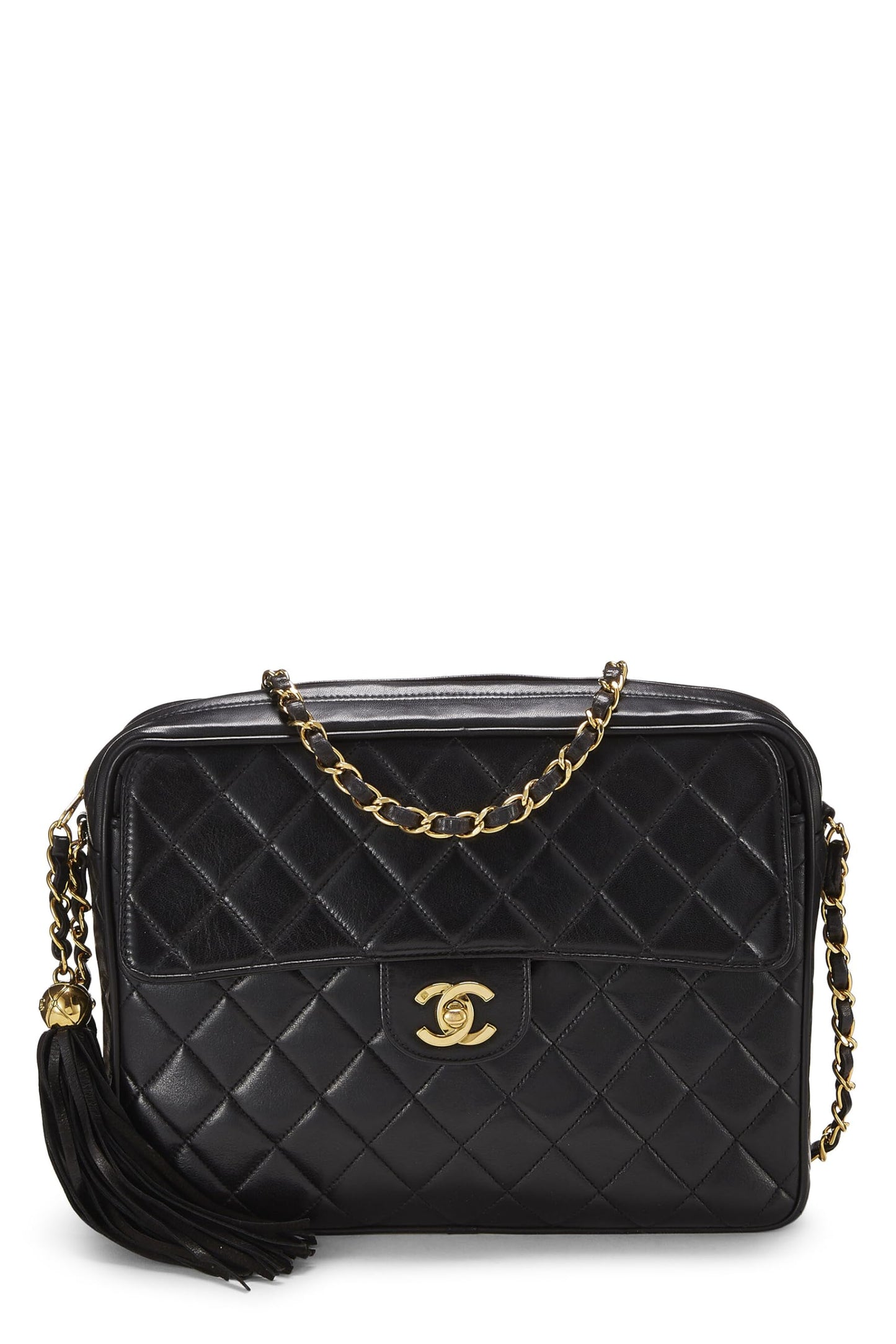 Chanel,  Black Quilted Lambskin Pocket Camera Bag Large, Black