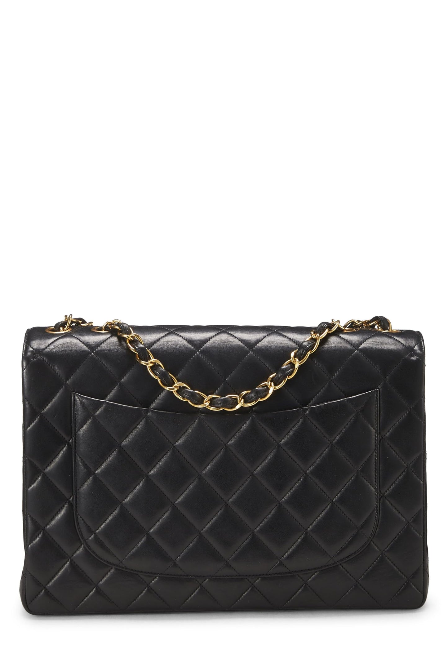 Chanel,  Black Quilted Lambskin Half Flap Jumbo, Black