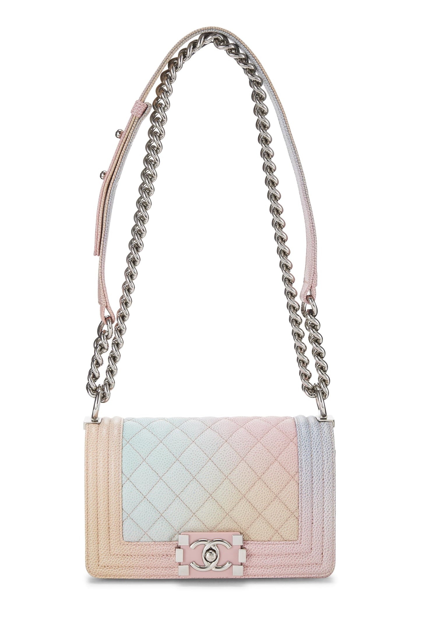 Chanel,  Rainbow Quilted Caviar Boy Bag Small, Multi