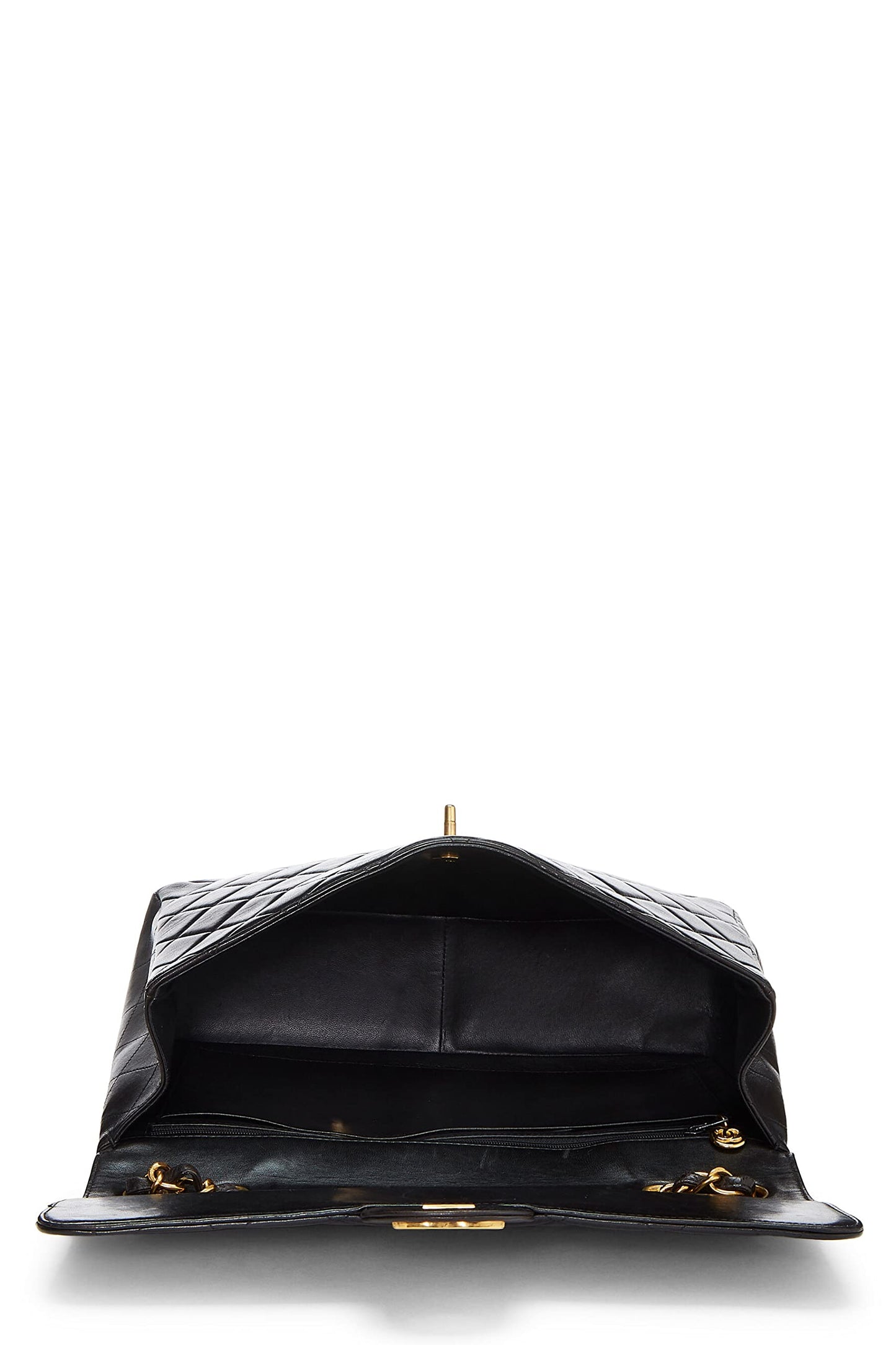 Chanel,  Black Quilted Lambskin Half Flap Jumbo, Black