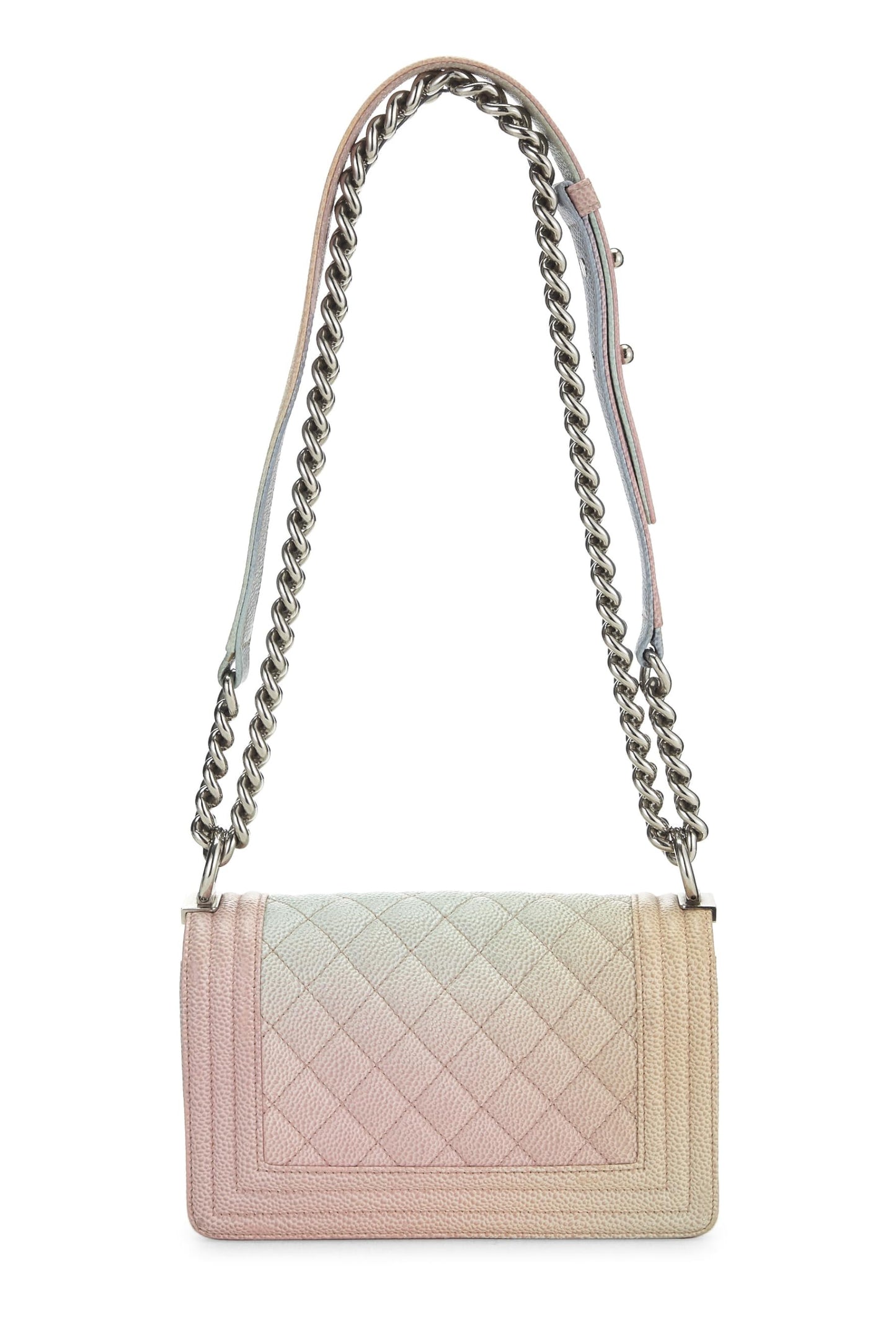Chanel,  Pink Rainbow Quilted Caviar Boy Bag Small, Pink