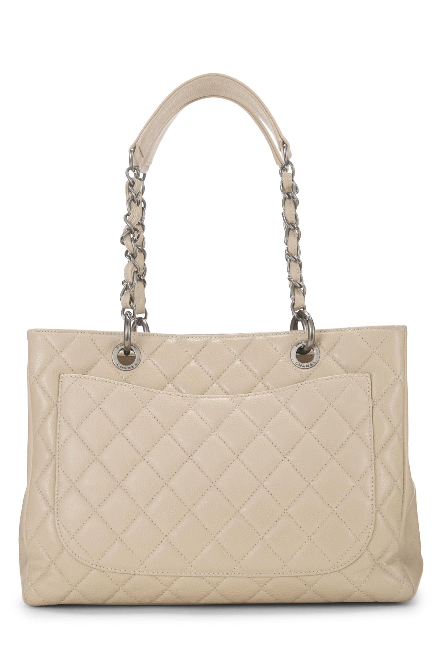 Chanel,  Beige Quilted Caviar Grand Shopping Tote (GST), Beige