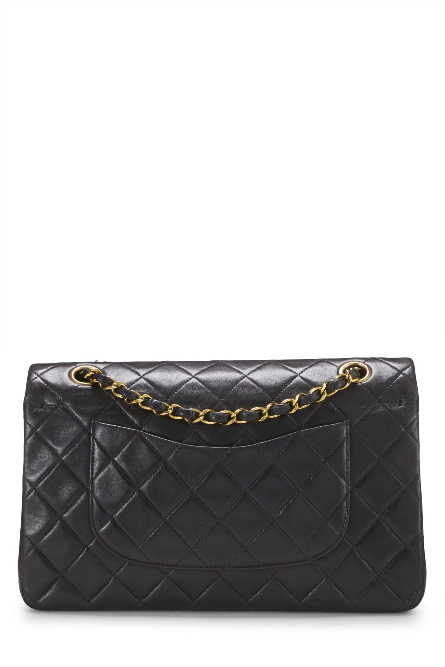 Chanel,  Black Quilted Lambskin Classic Double Flap Medium, Black
