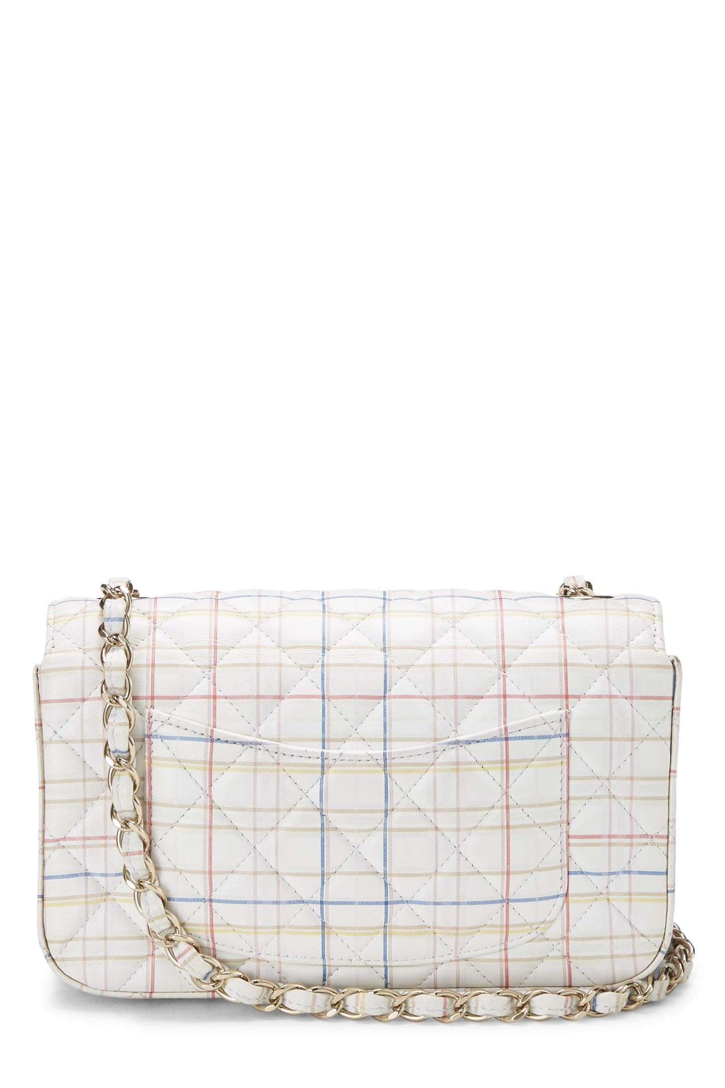 Chanel,  White & Multicolor Plaid Calfskin Rectangular Flap Mini, Multi