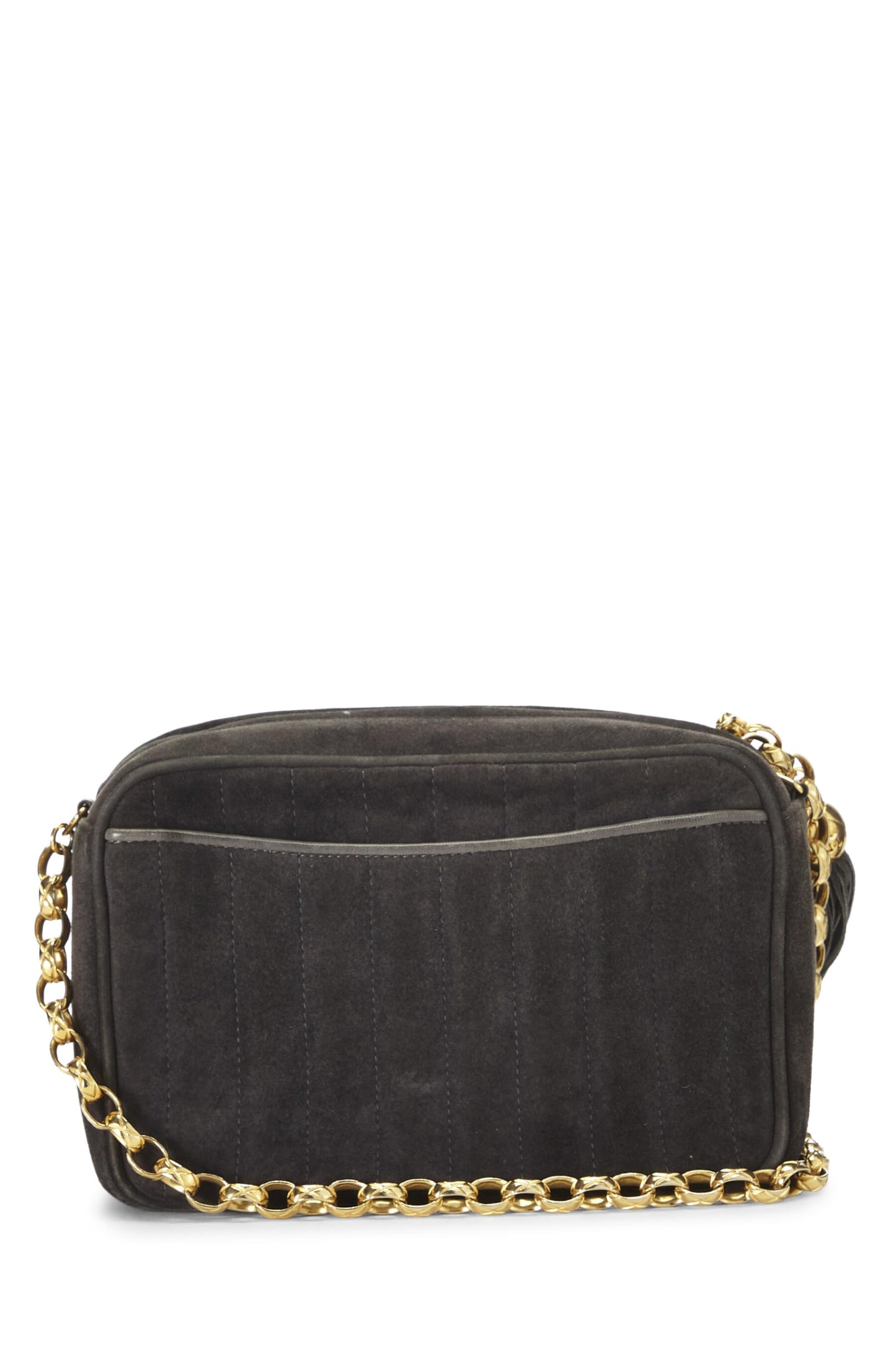 Chanel,  Grey Suede Pocket Camera Bag Mini, Grey