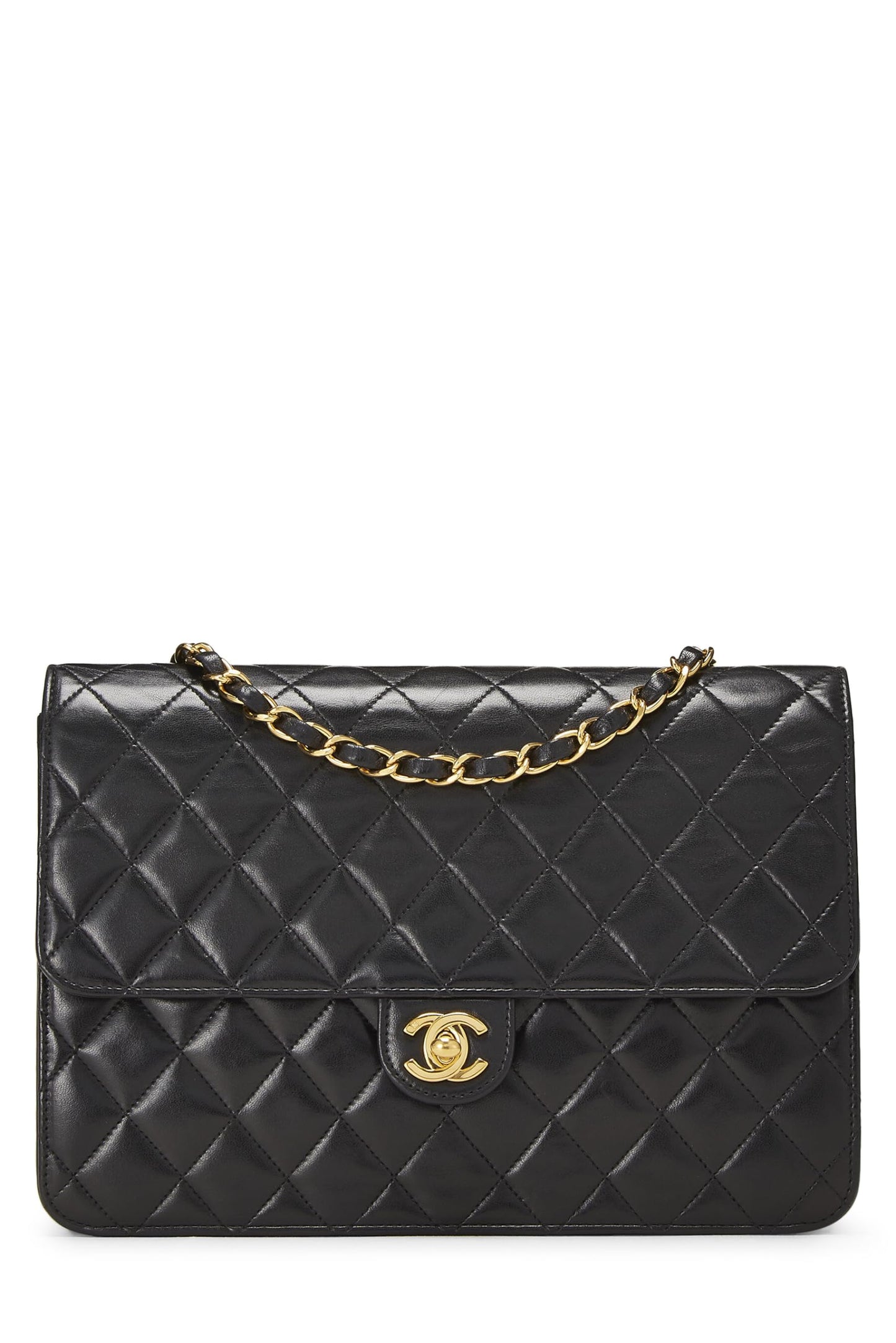 Chanel,  Black Quilted Lambskin Turnlock Ex Flap Medium, Black
