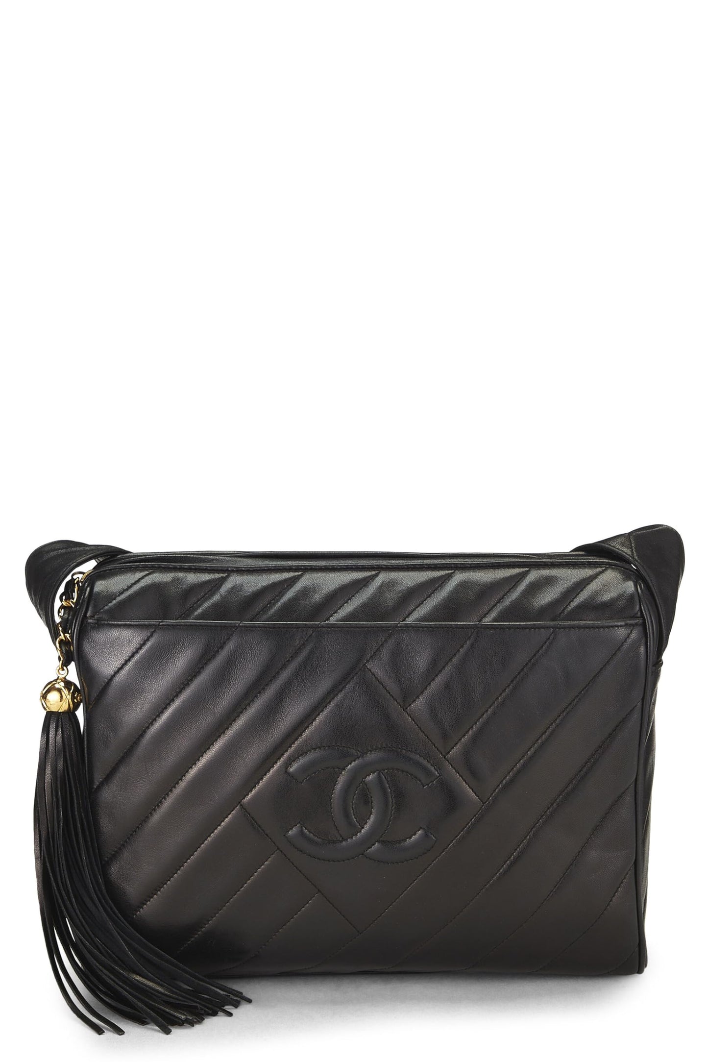 Chanel,  Black Lambskin Diamond 'CC' Camera Bag Large, Black