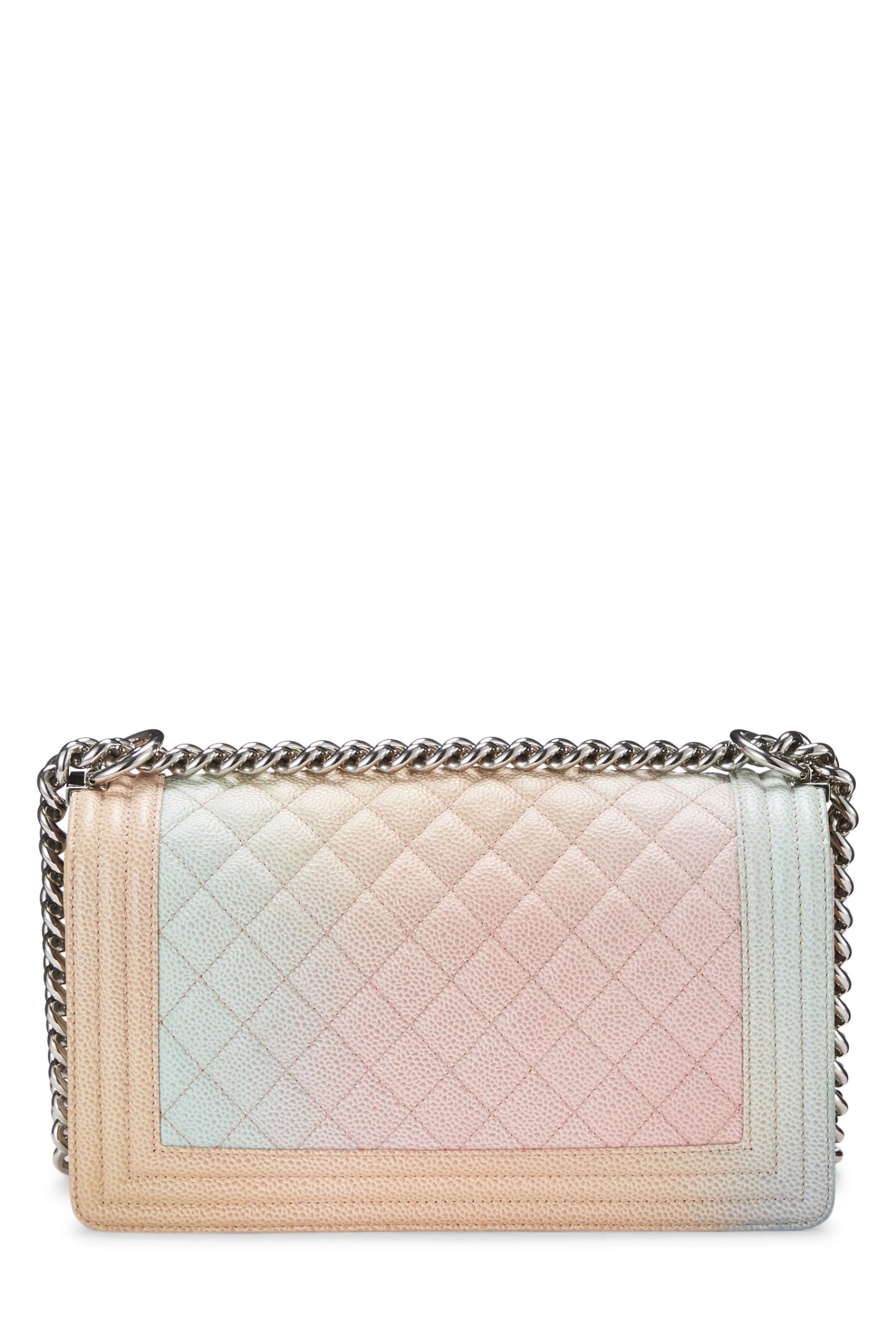 Chanel,  Rainbow Quilted Caviar Boy Bag Medium, Pink