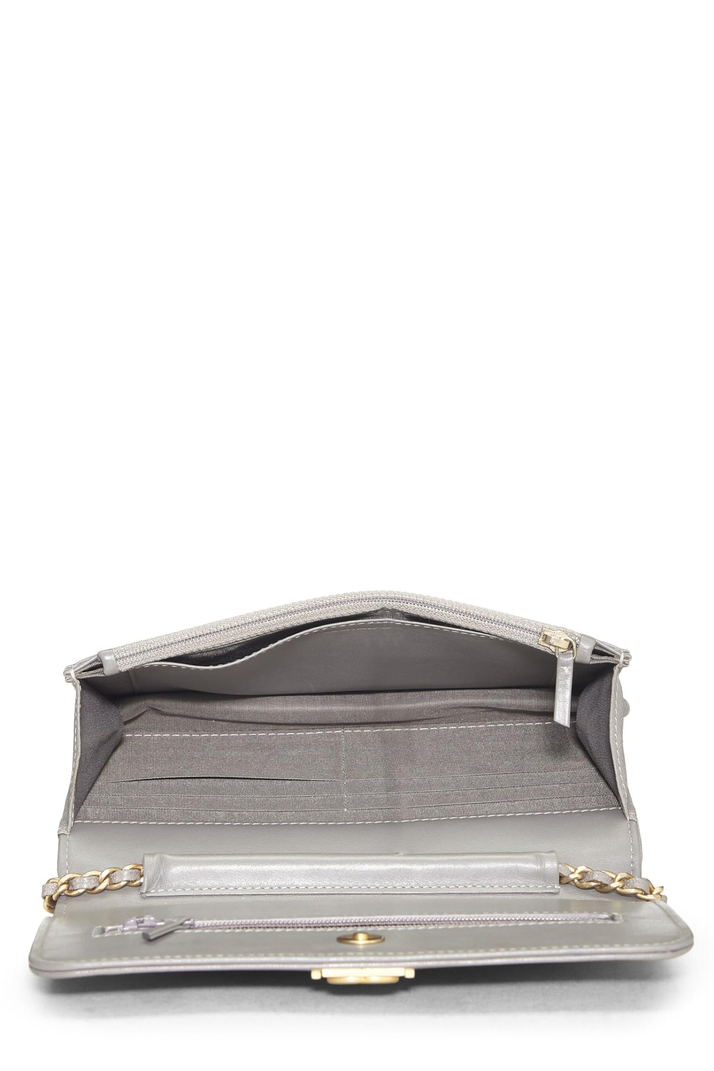 Chanel,  Grey Caviar Boy Wallet on Chain (WOC), Grey
