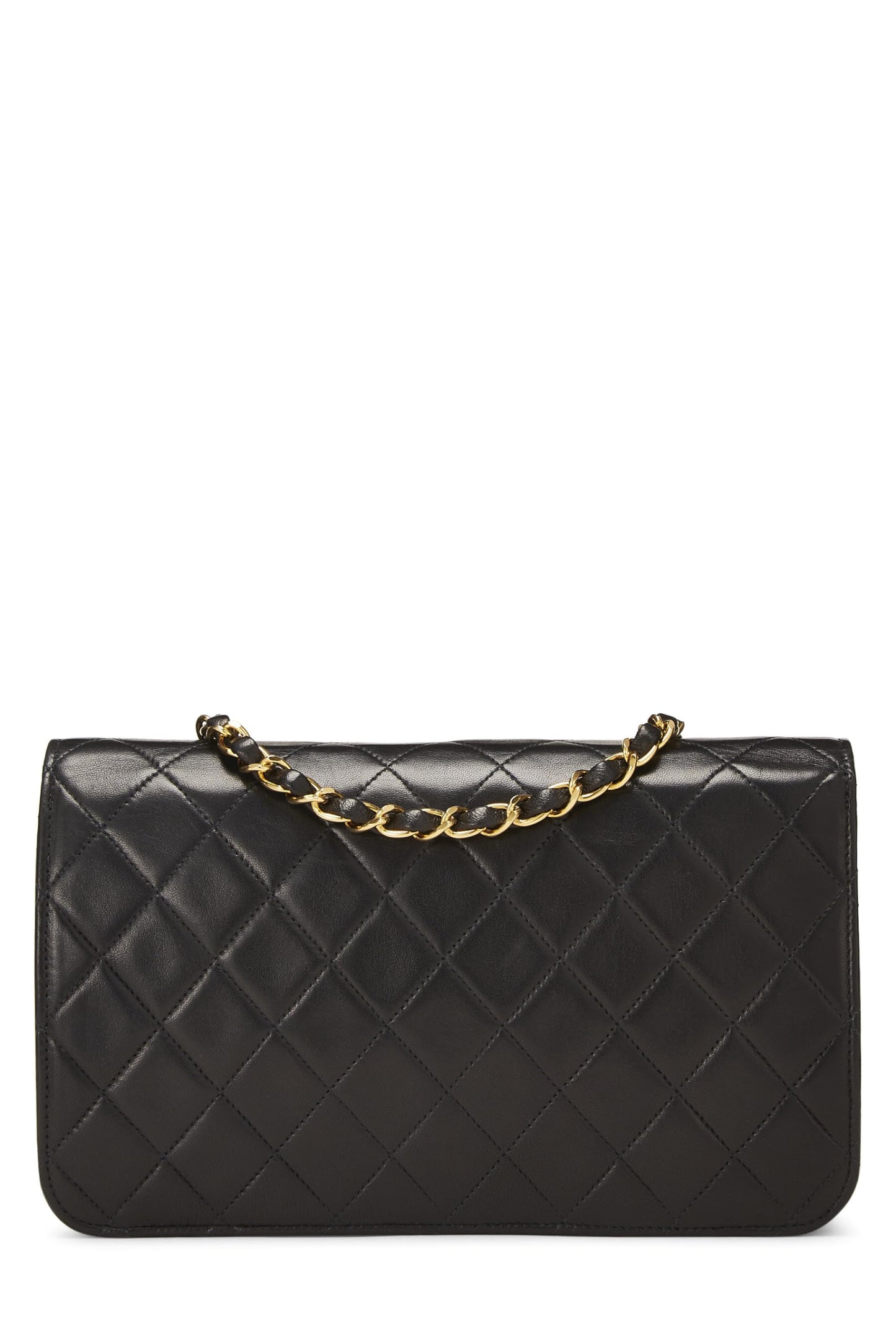 Chanel,  Black Quilted Lambskin Snap Full Flap Small, Black
