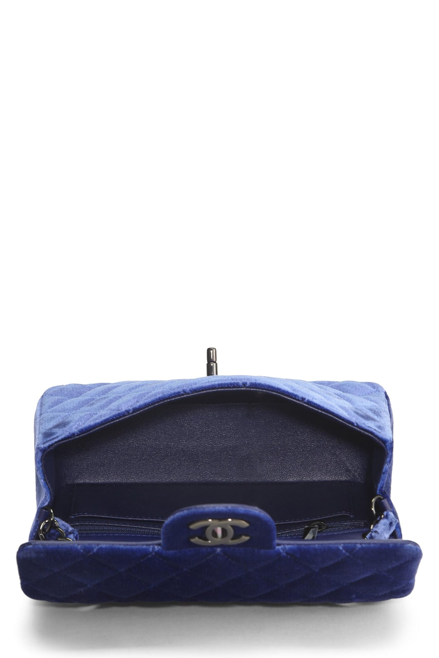 Chanel,  Purple Velvet Rectangular Flap Mini, Navy