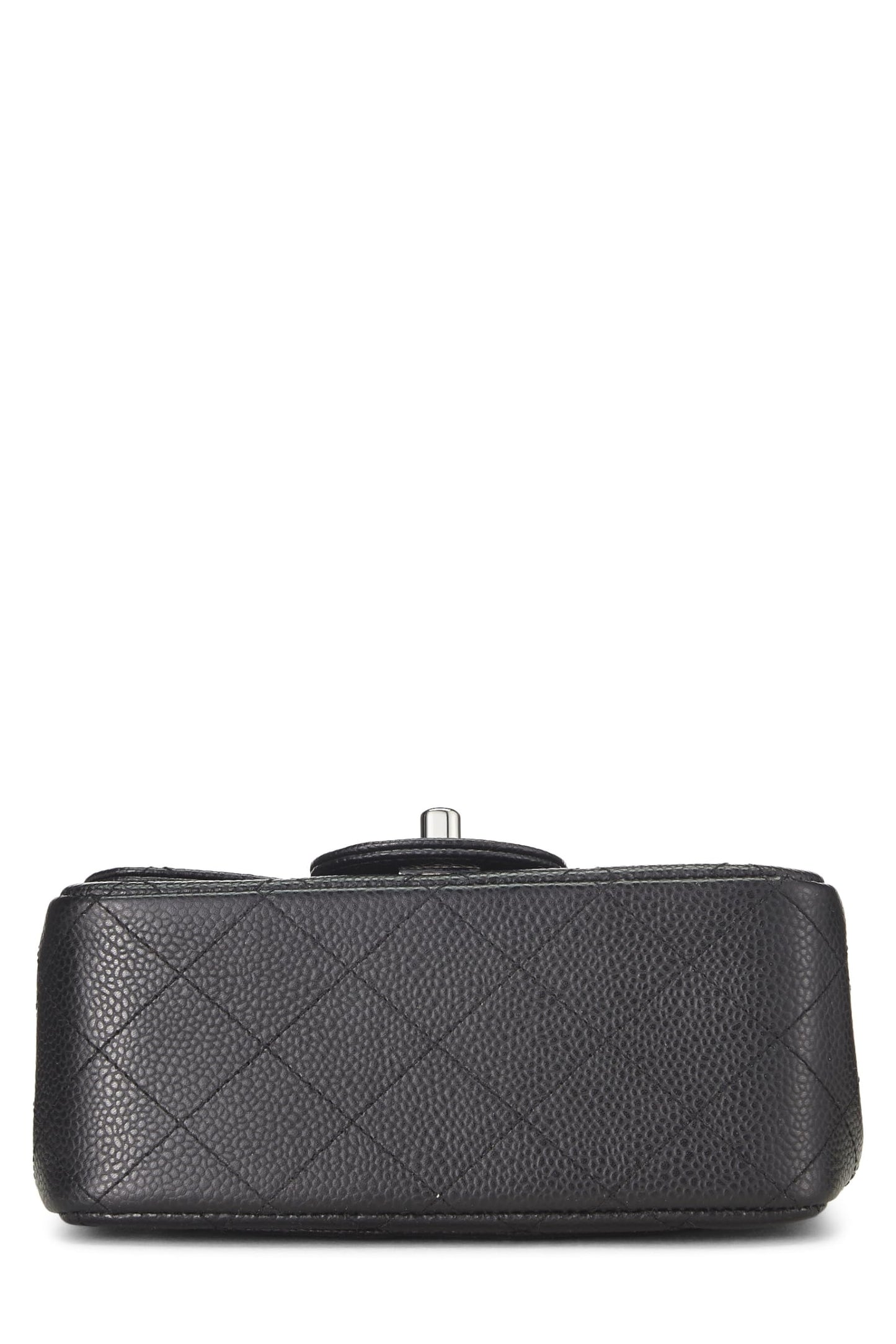 Chanel,  Black Quilted Caviar Classic Square Flap Mini, Black