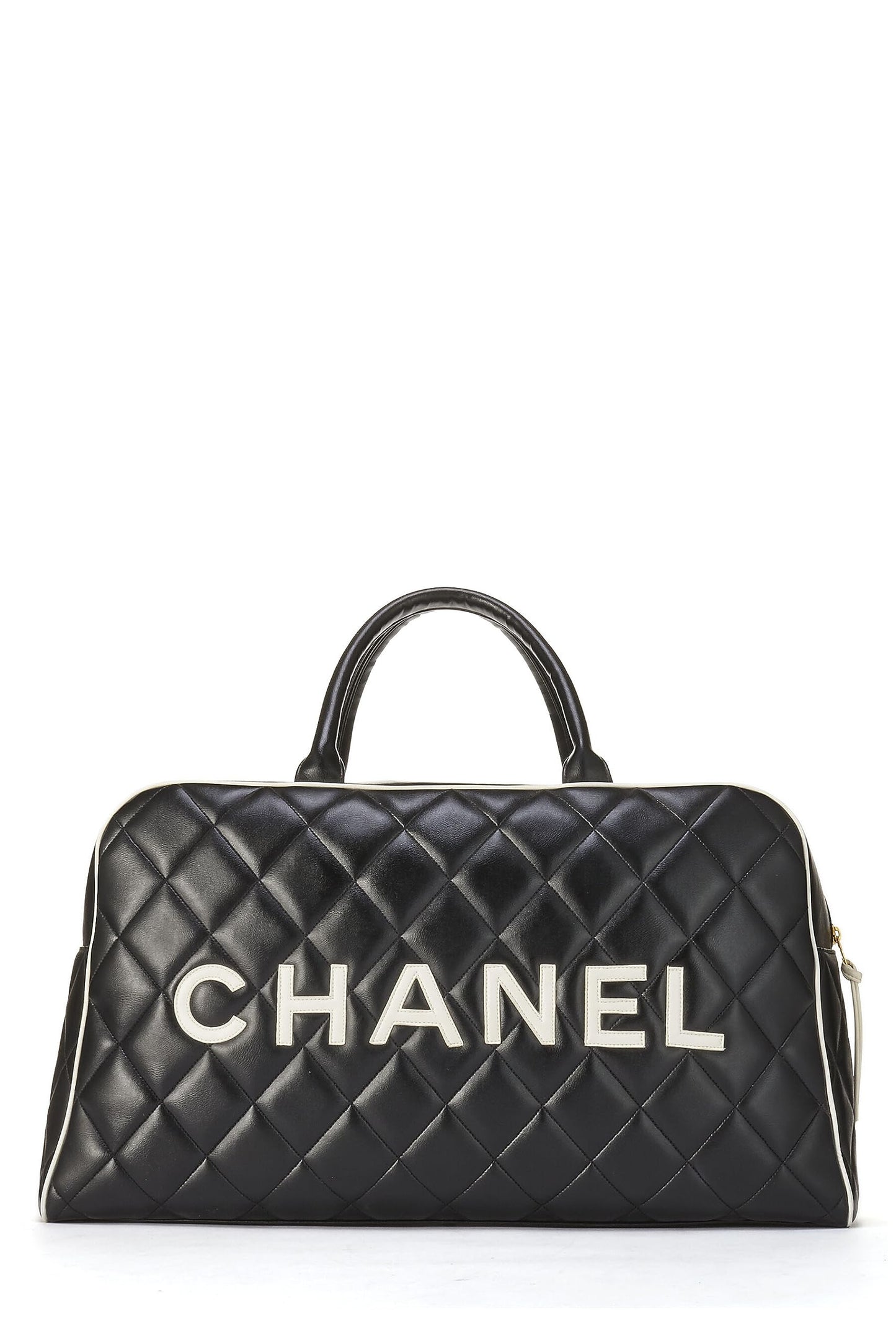 Chanel,  Black Quilted Calfskin Bowler Large, Black