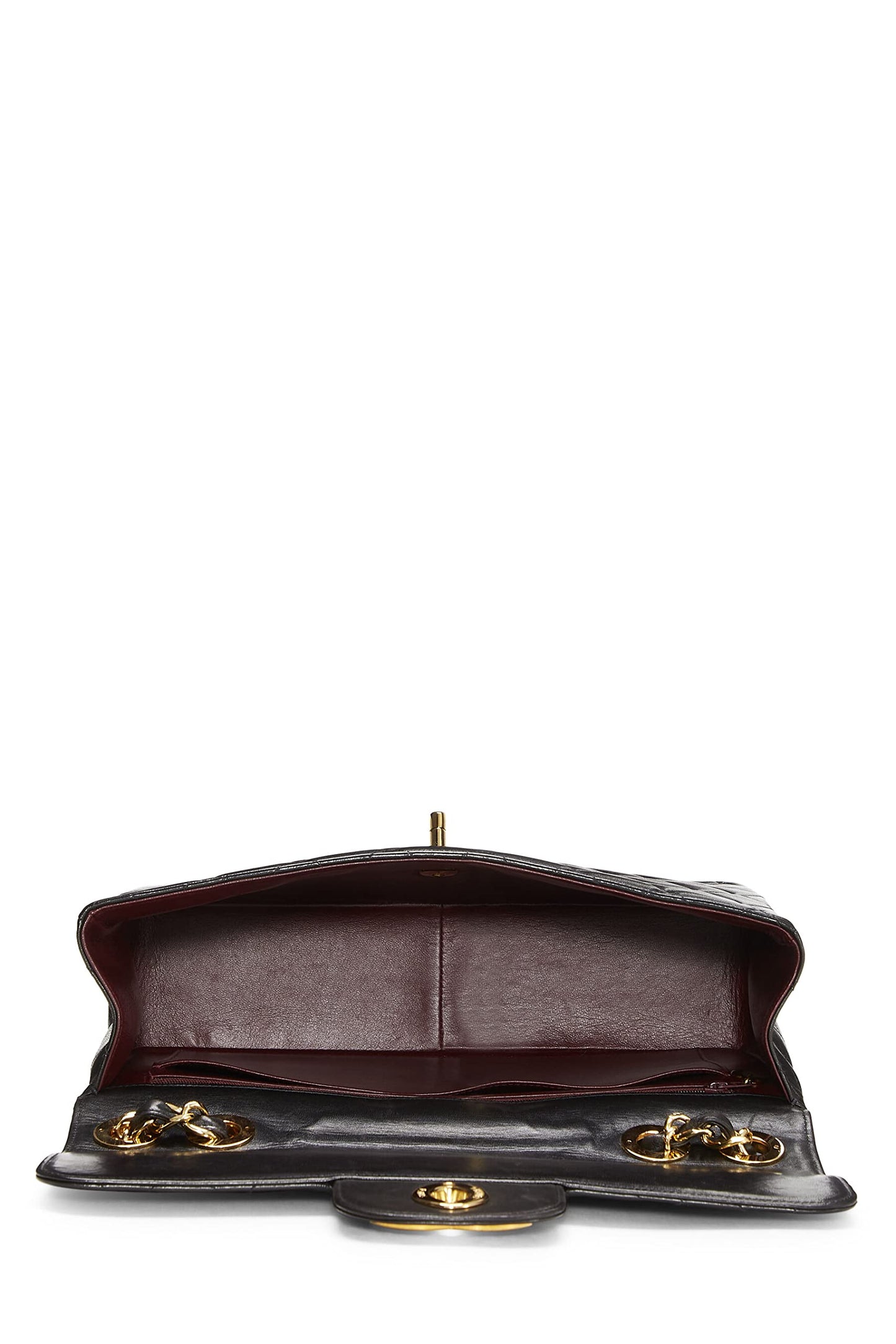 Chanel,  Black Quilted Lambskin Half Flap Jumbo, Black
