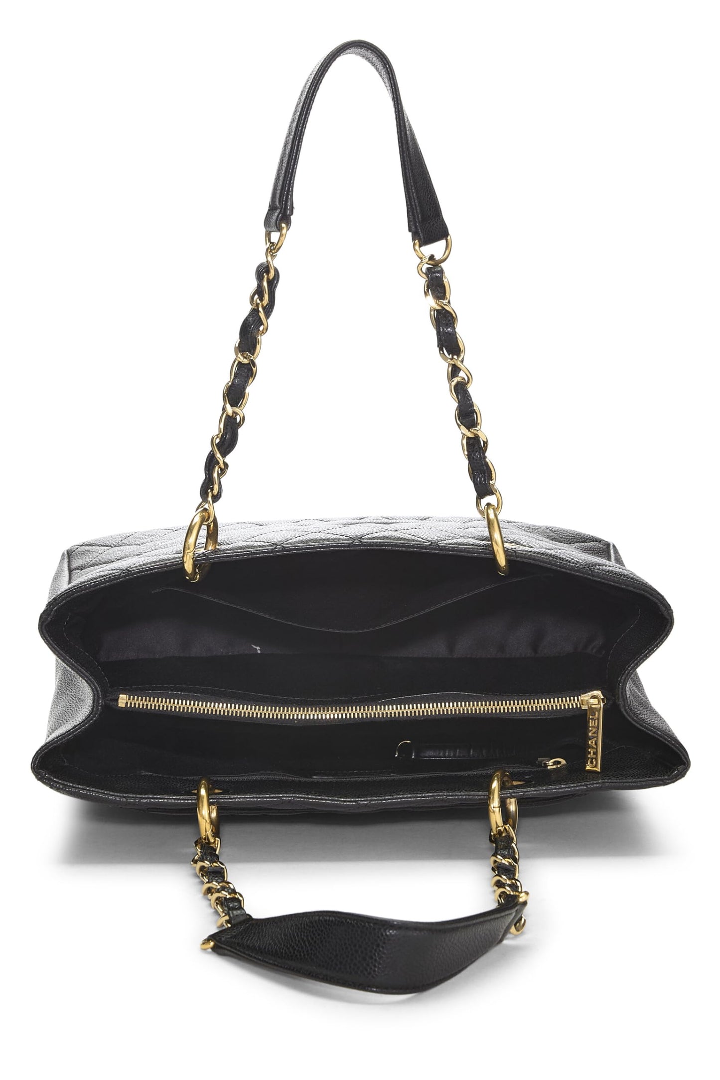 Chanel,  Black Quilted Caviar Grand Shopping Tote (GST), Black