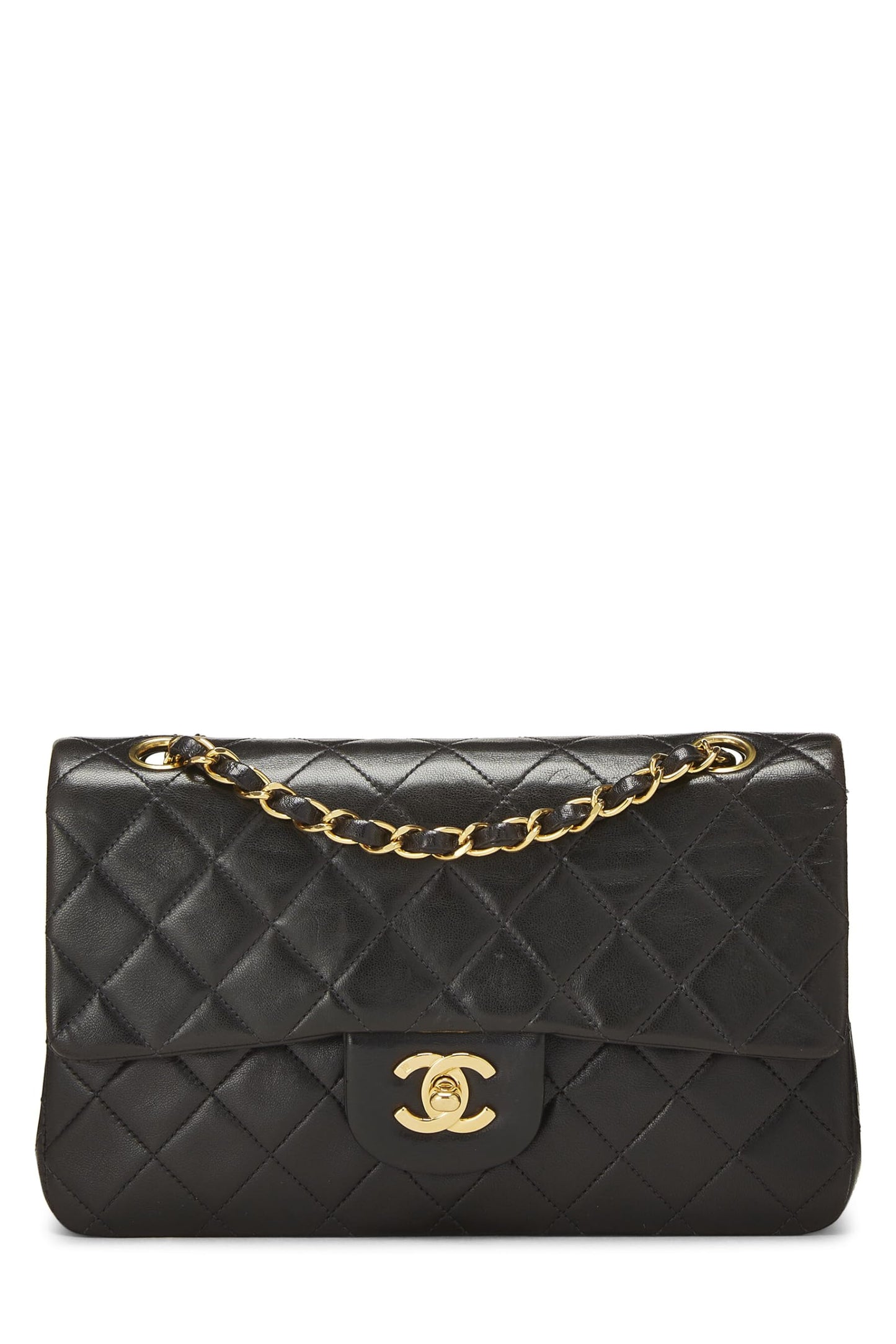 Chanel,  Black Quilted Lambskin Classic Double Flap Small, Black