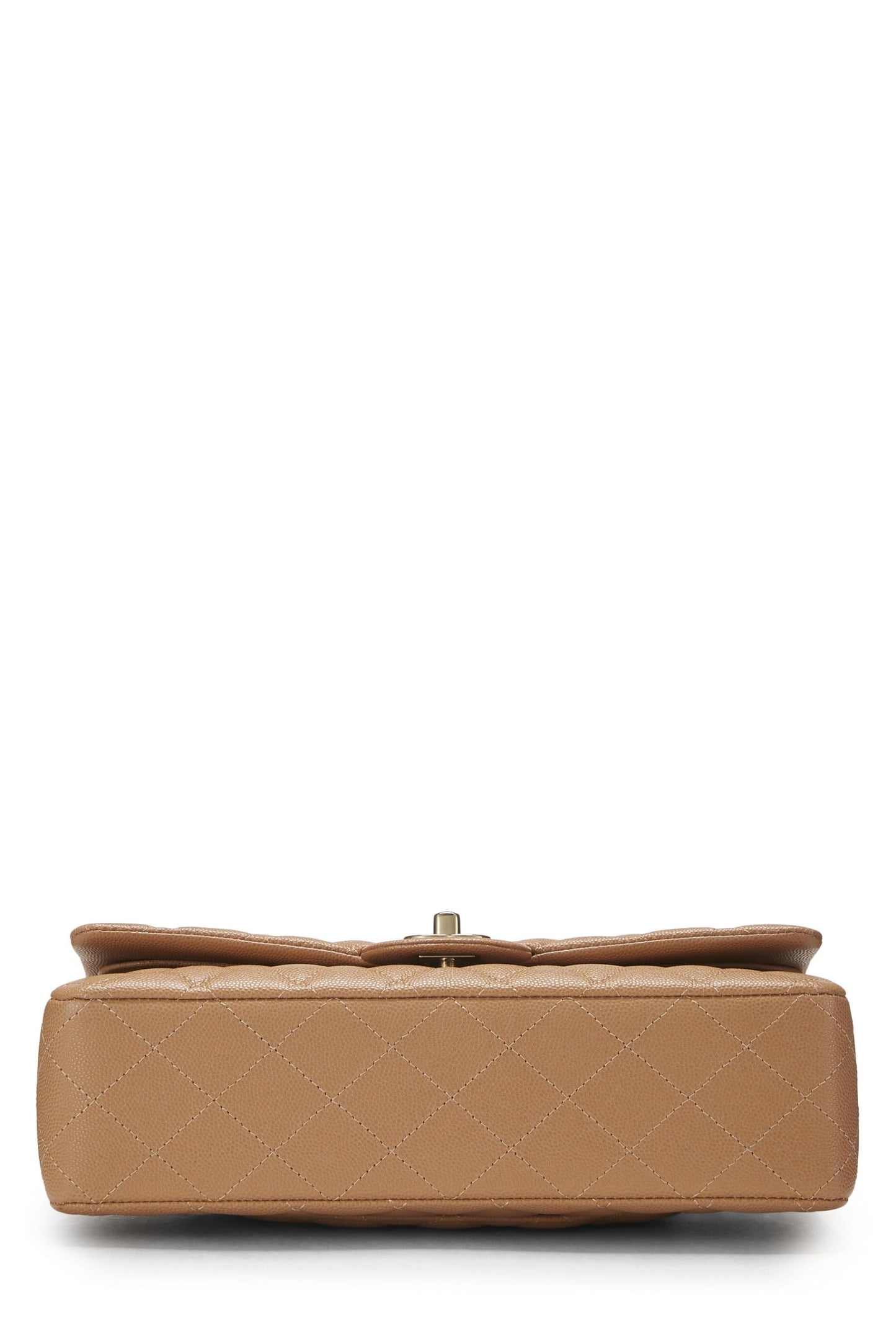 Chanel,  Beige Quilted Caviar Classic Double Flap Medium, Beige